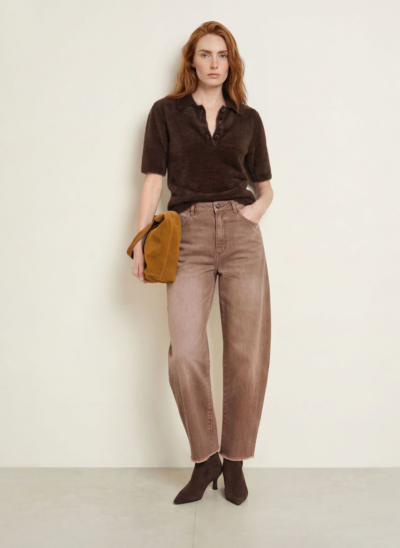 s.Oliver BLACK LABEL Strick-Poloshirt: DUNKELBRAUN