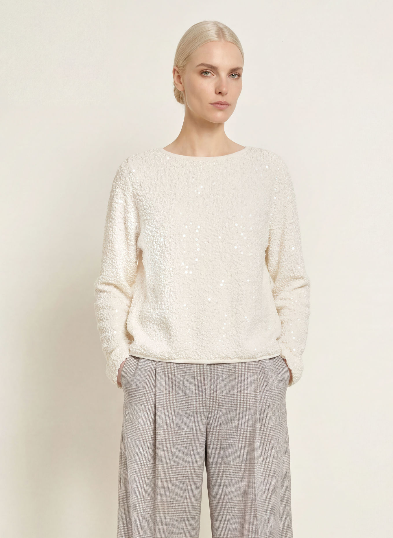 s.Oliver BLACK LABEL Pullover mit Pailletten: CREME