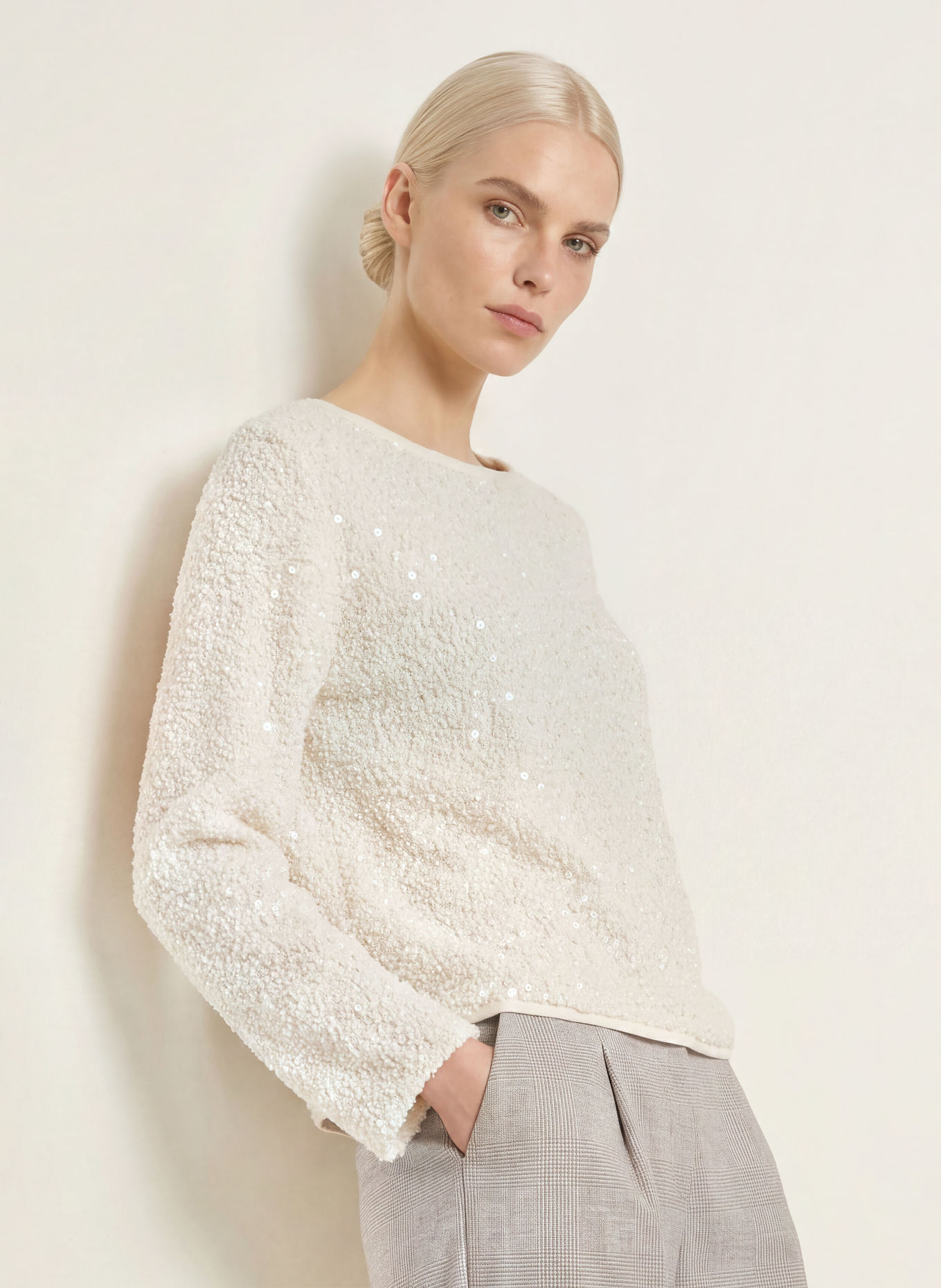 s.Oliver BLACK LABEL Pullover mit Pailletten: CREME