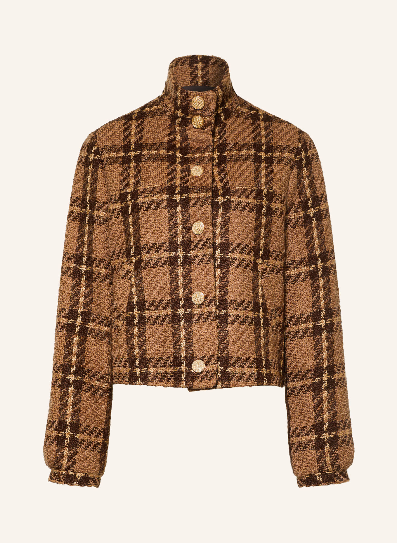 s.Oliver BLACK LABEL Kastenjacke: HELLBRAUN / DUNKELBRAUN / CREME
