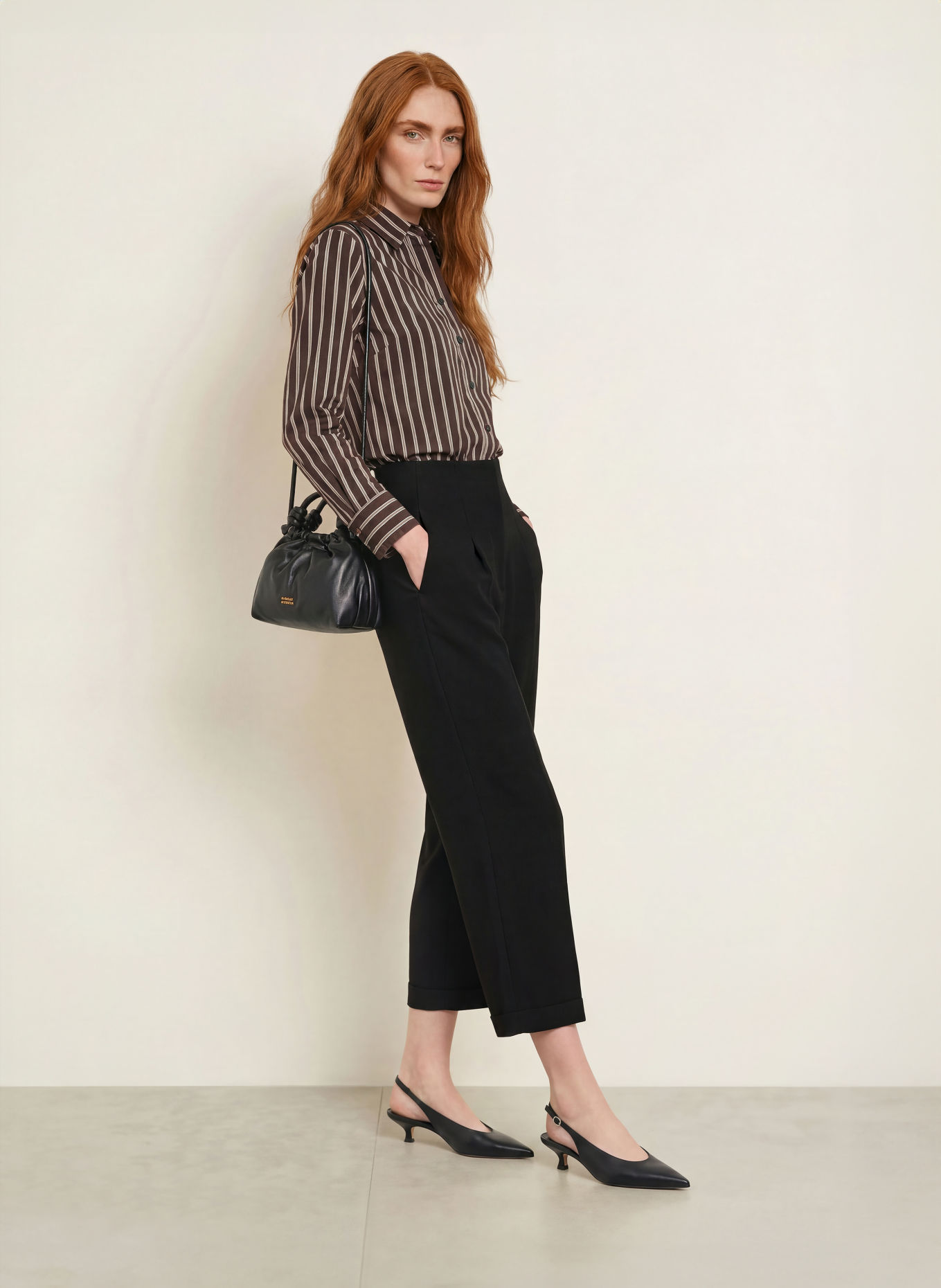 s.Oliver BLACK LABEL Hemdbluse: DUNKELBRAUN / BEIGE