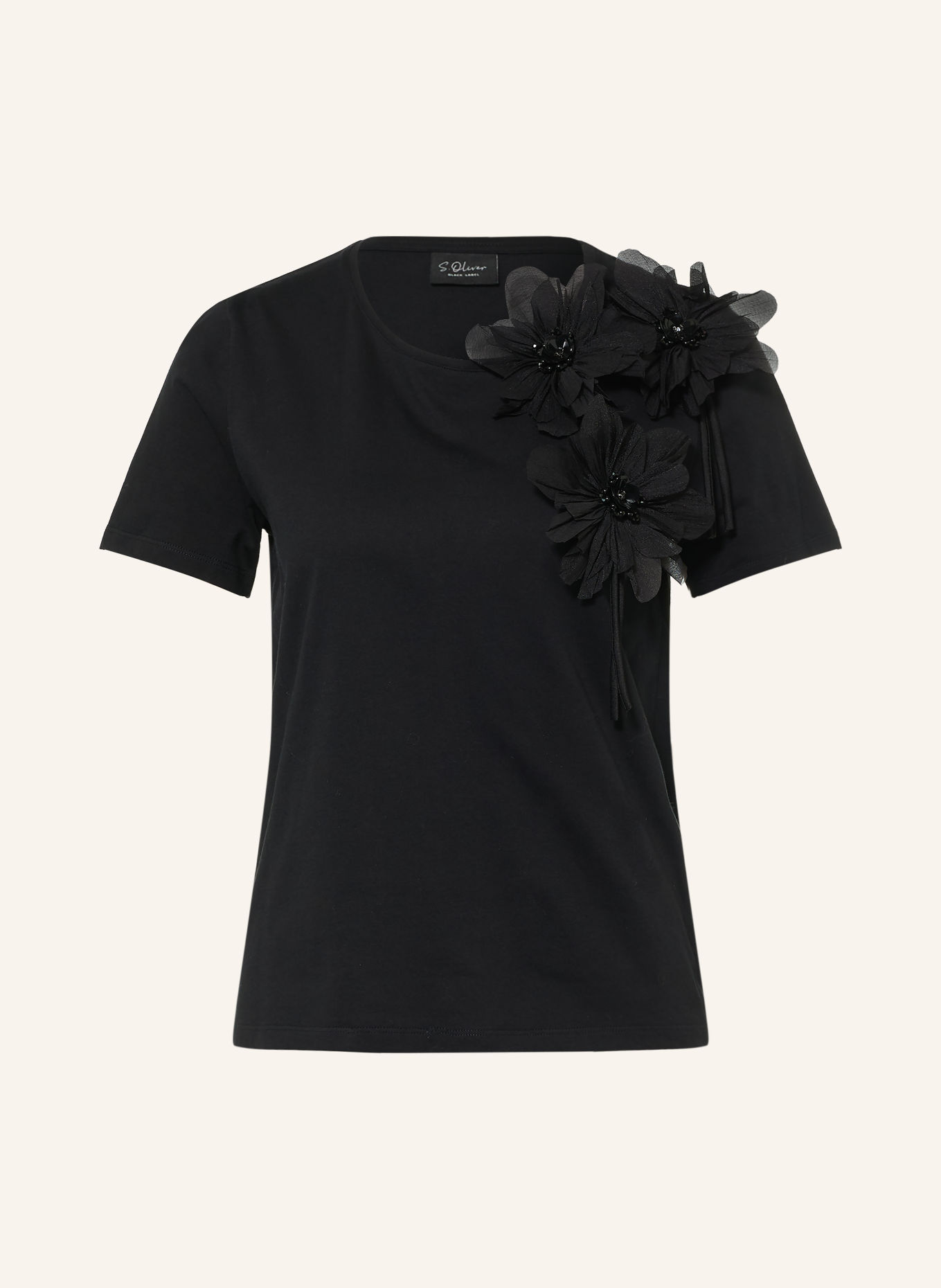 s.Oliver BLACK LABEL T-Shirt mit Schmucksteinen: SCHWARZ