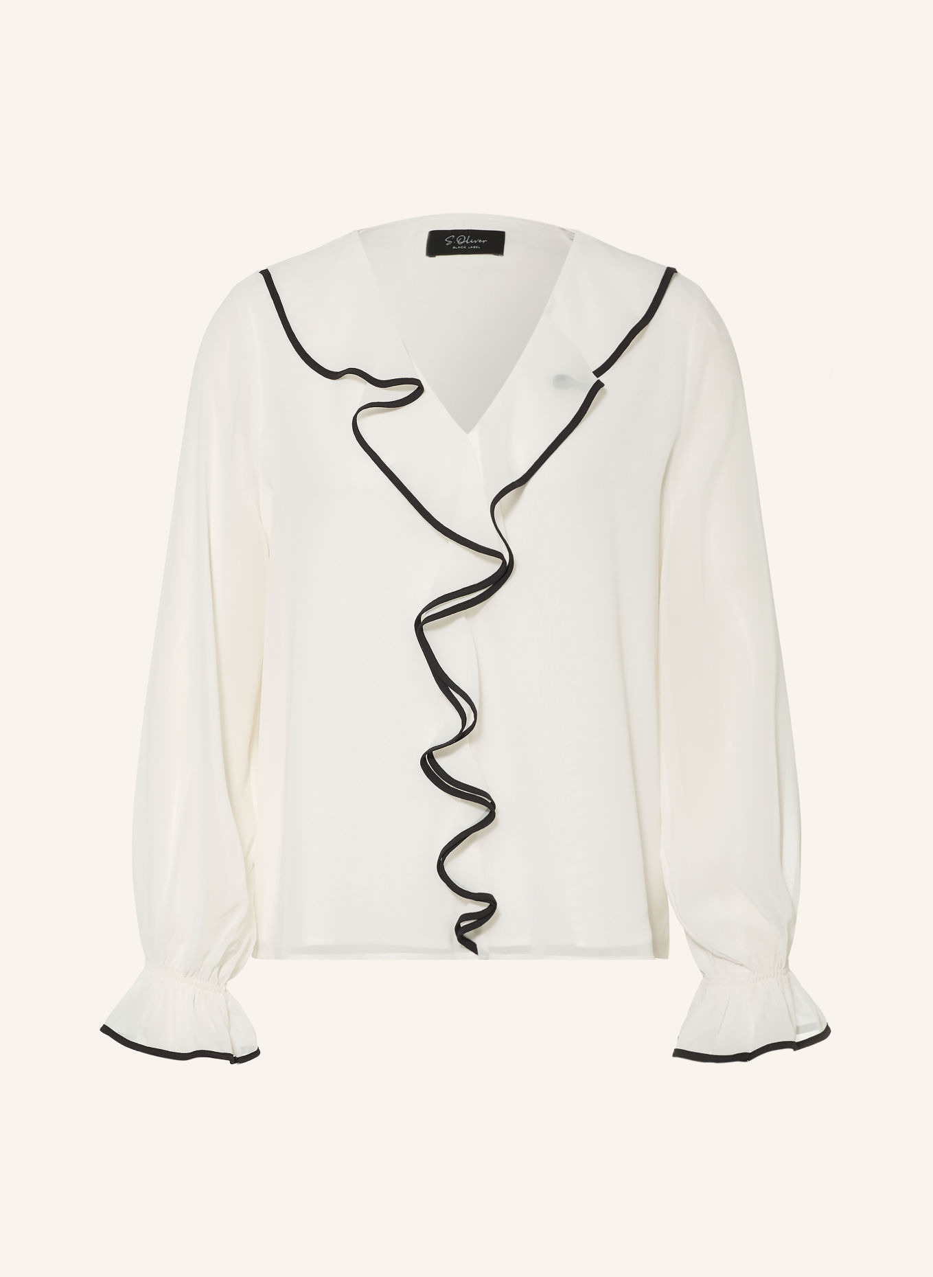 s.Oliver BLACK LABEL Blusenshirt mit Volants: CREME / SCHWARZ