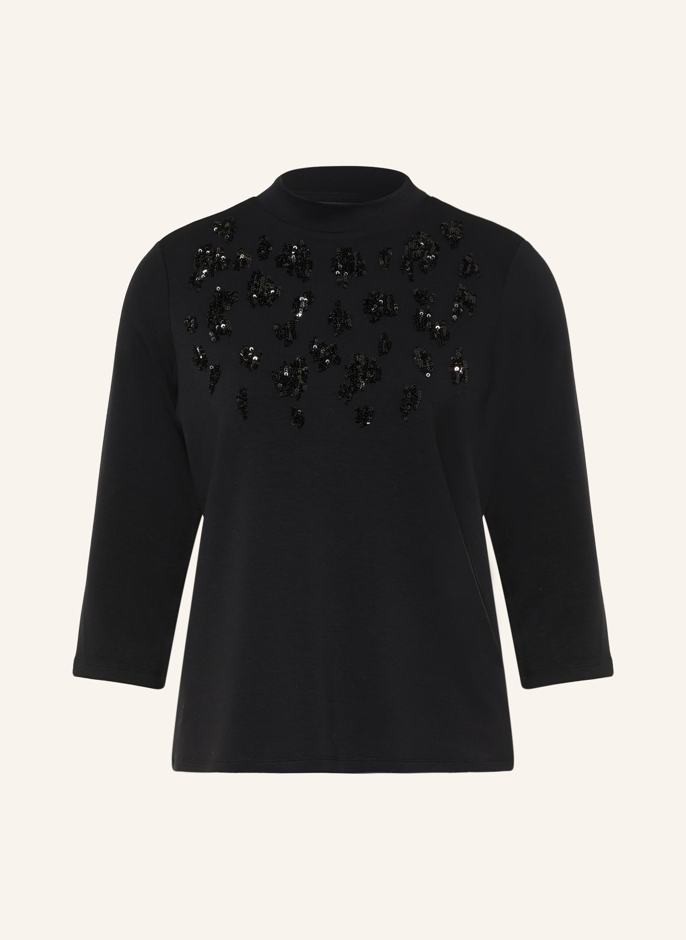 s.Oliver BLACK LABEL Shirt mit 3/4-Arm und Pailletten: SCHWARZ
