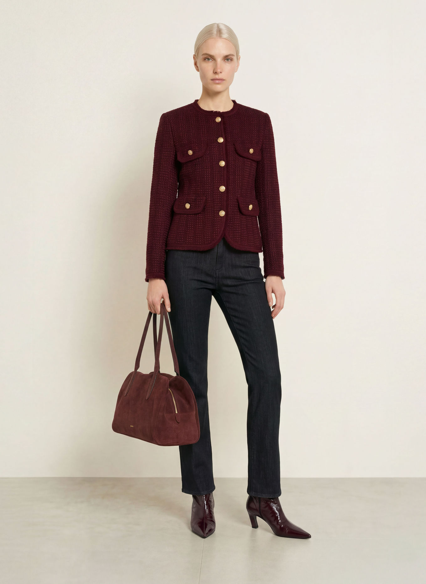 s.Oliver BLACK LABEL Bouclé-Blazer: DUNKELROT