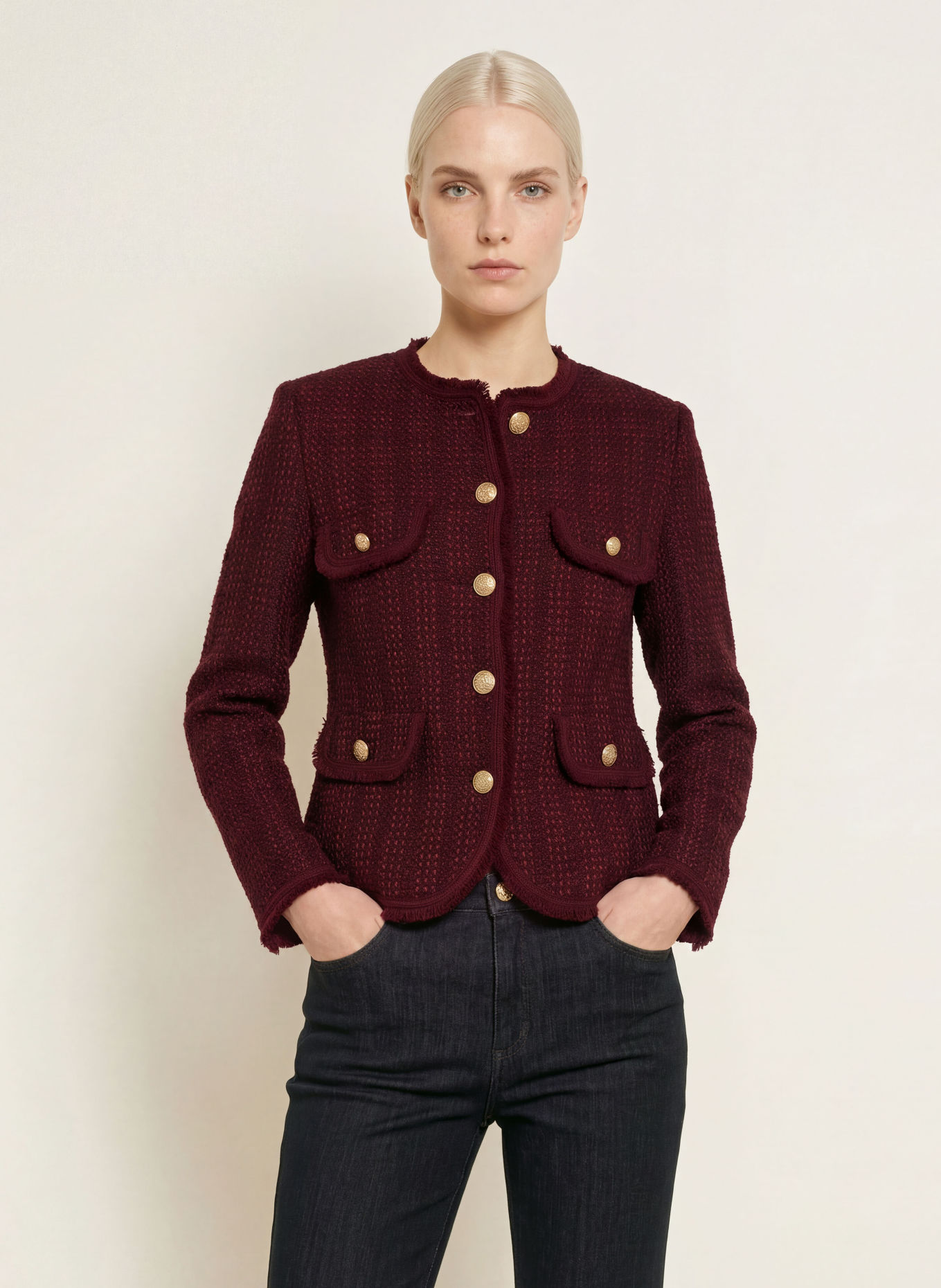 s.Oliver BLACK LABEL Bouclé-Blazer: DUNKELROT