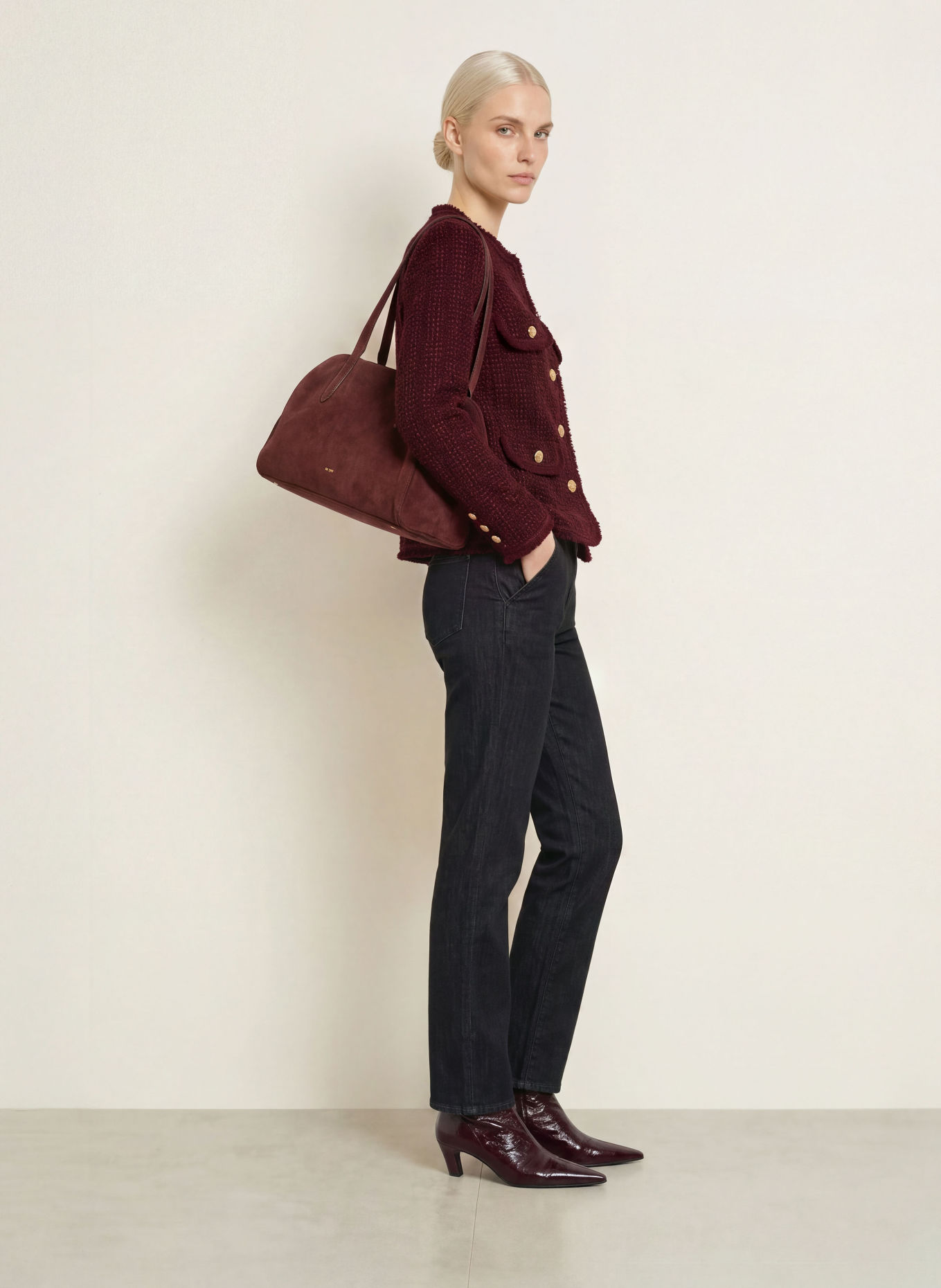 s.Oliver BLACK LABEL Bouclé-Blazer: DUNKELROT
