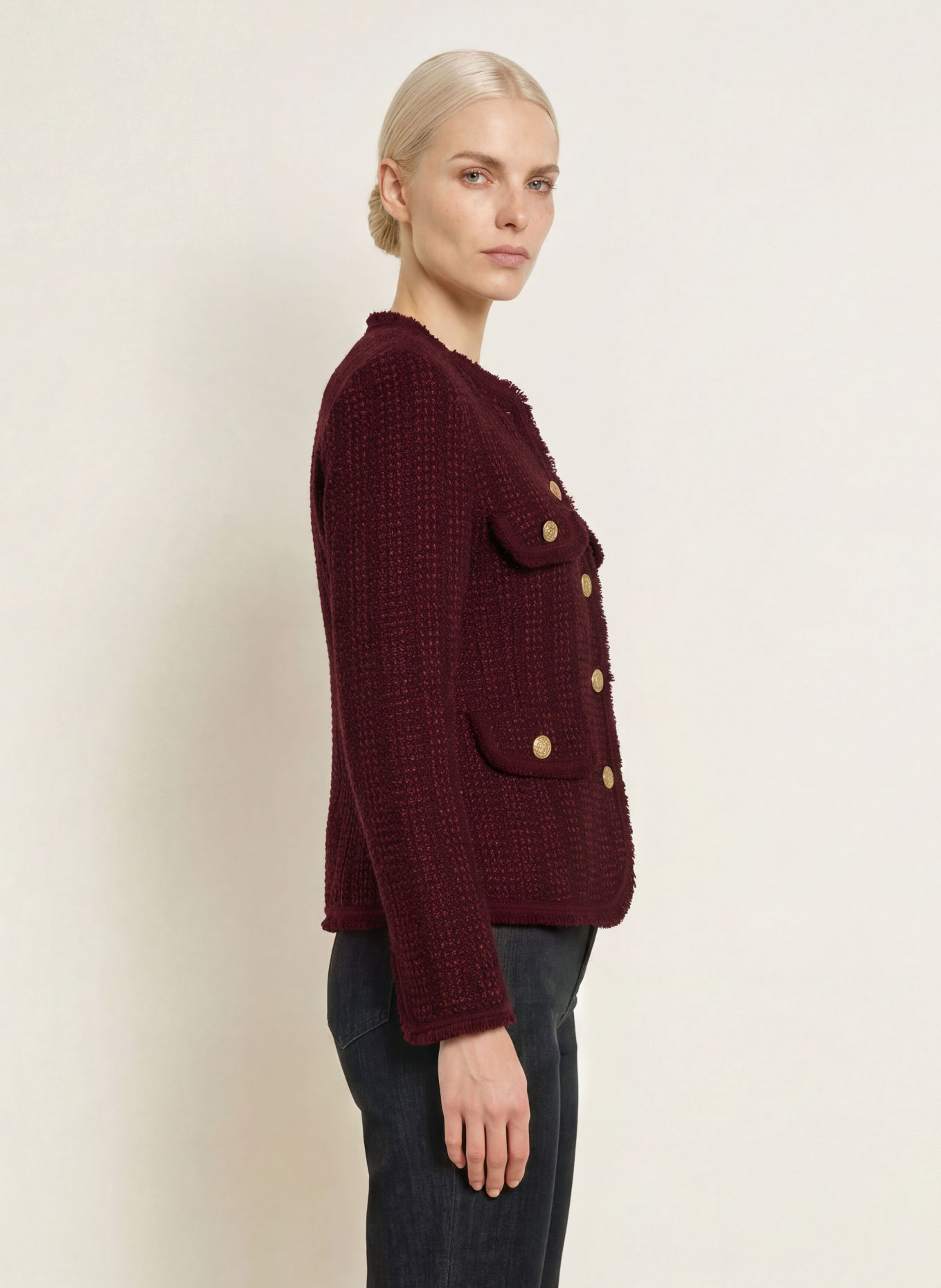 s.Oliver BLACK LABEL Bouclé-Blazer: DUNKELROT
