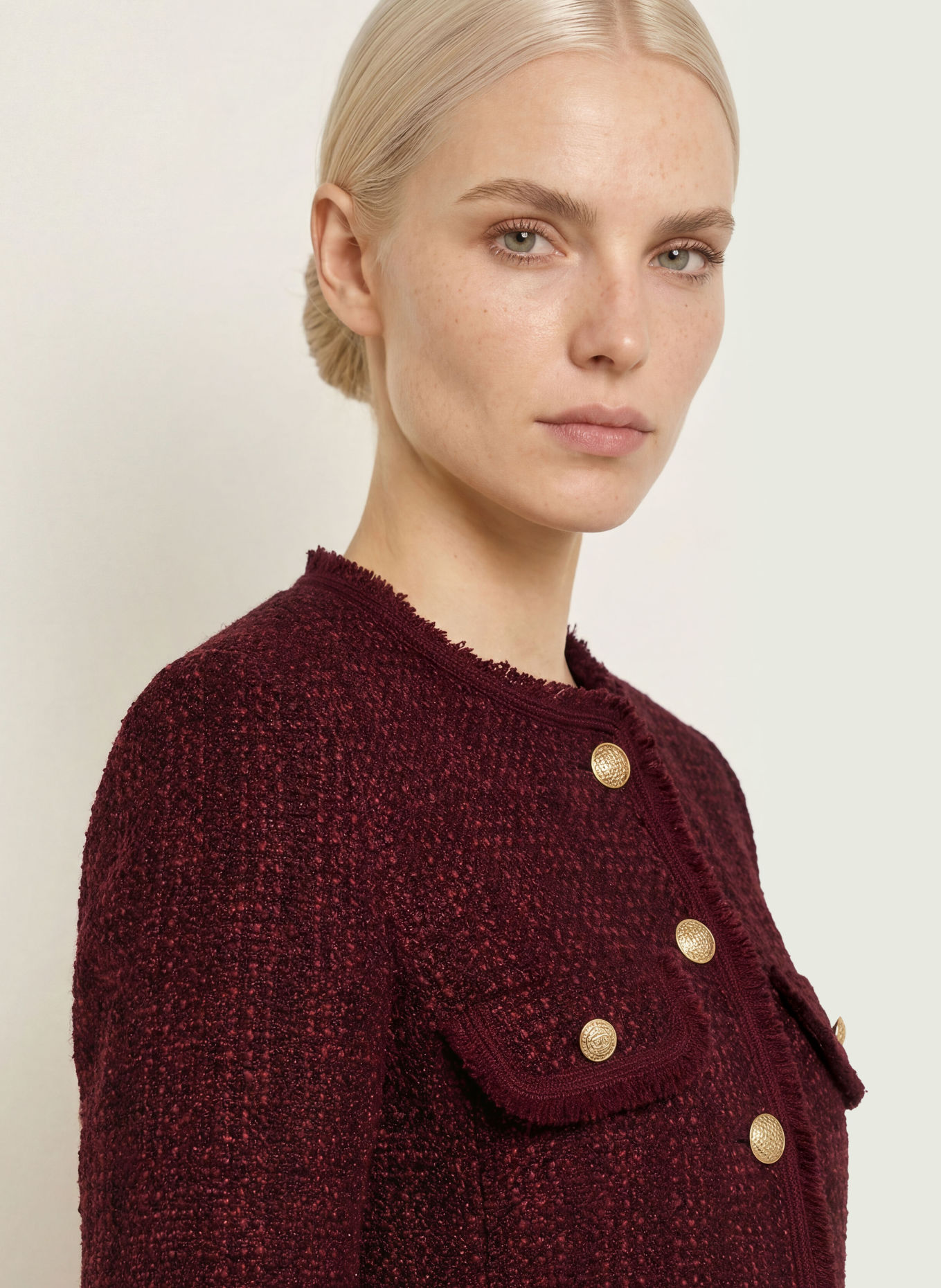 s.Oliver BLACK LABEL Bouclé-Blazer: DUNKELROT