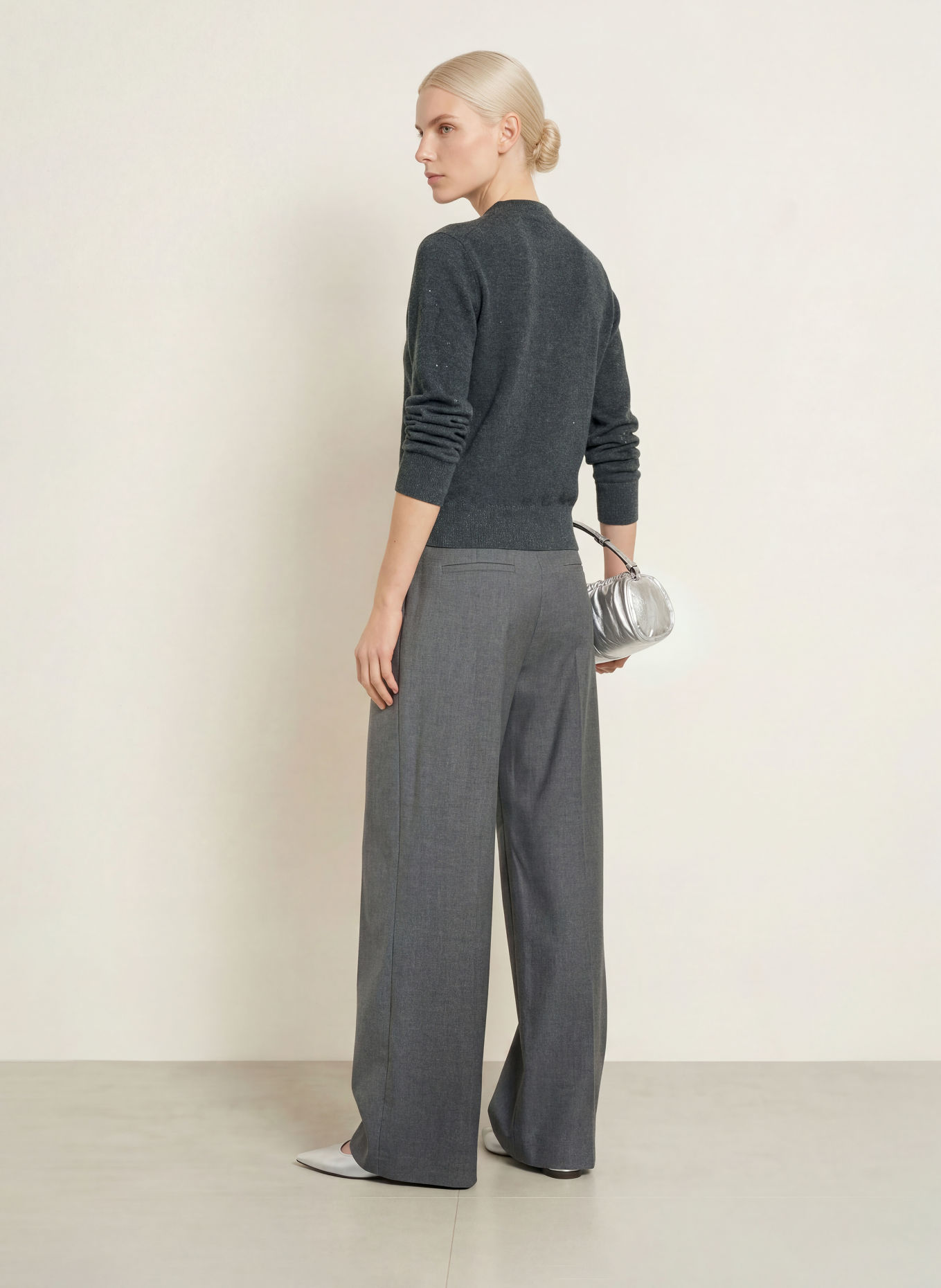 s.Oliver BLACK LABEL Strickjacke mit Pailletten: GRAU