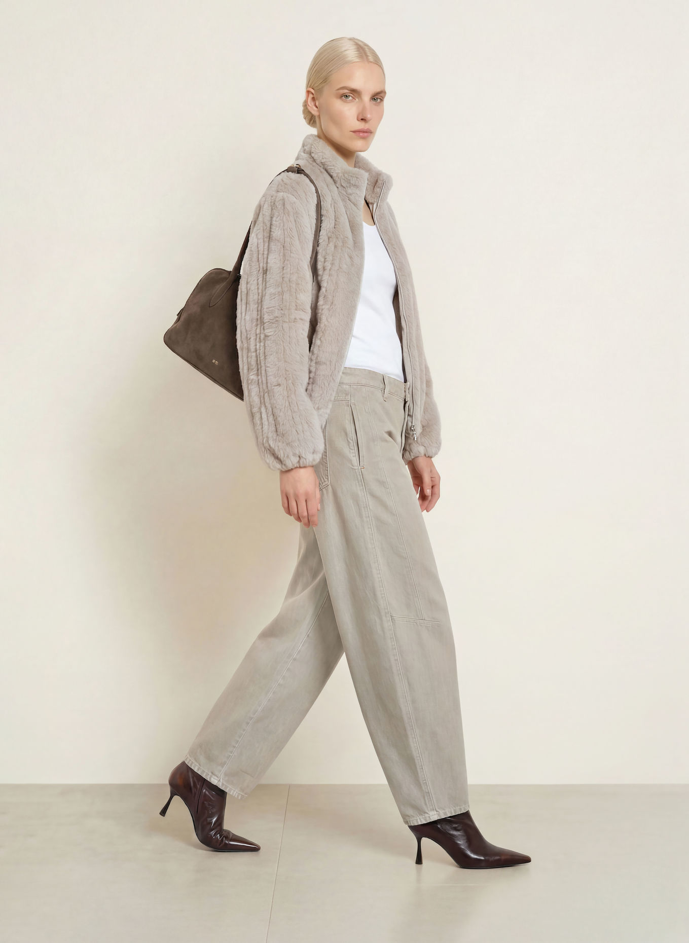 s.Oliver BLACK LABEL Kunstfell-Jacke: GRAU