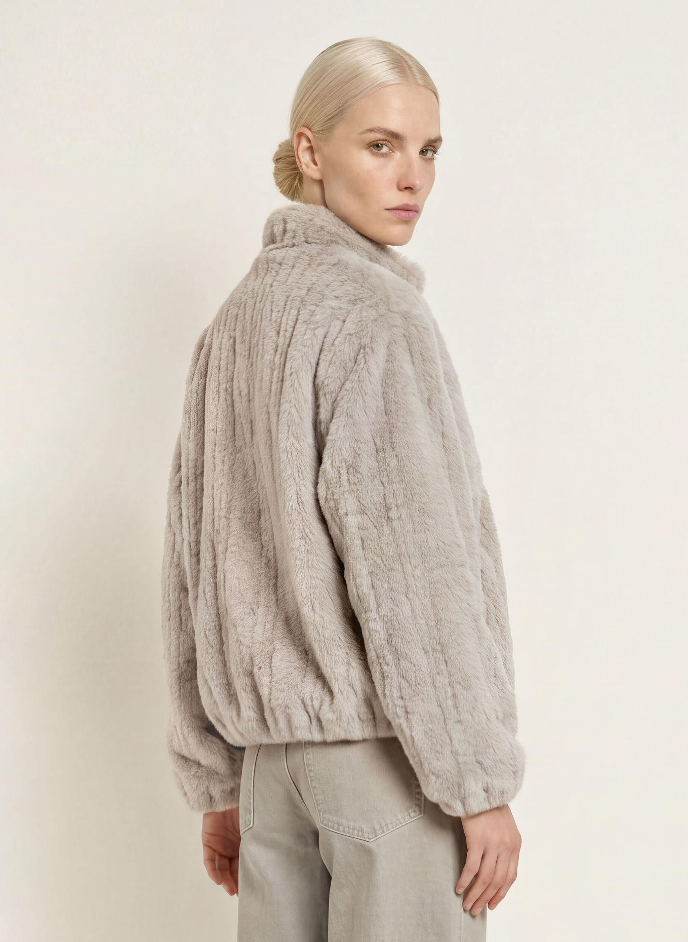 s.Oliver BLACK LABEL Kunstfell-Jacke: GRAU