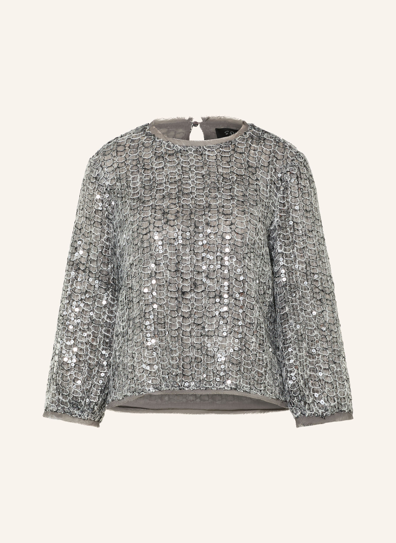 s.Oliver BLACK LABEL Blusenshirt mit Pailletten: GRAU / WEISS / SCHWARZ
