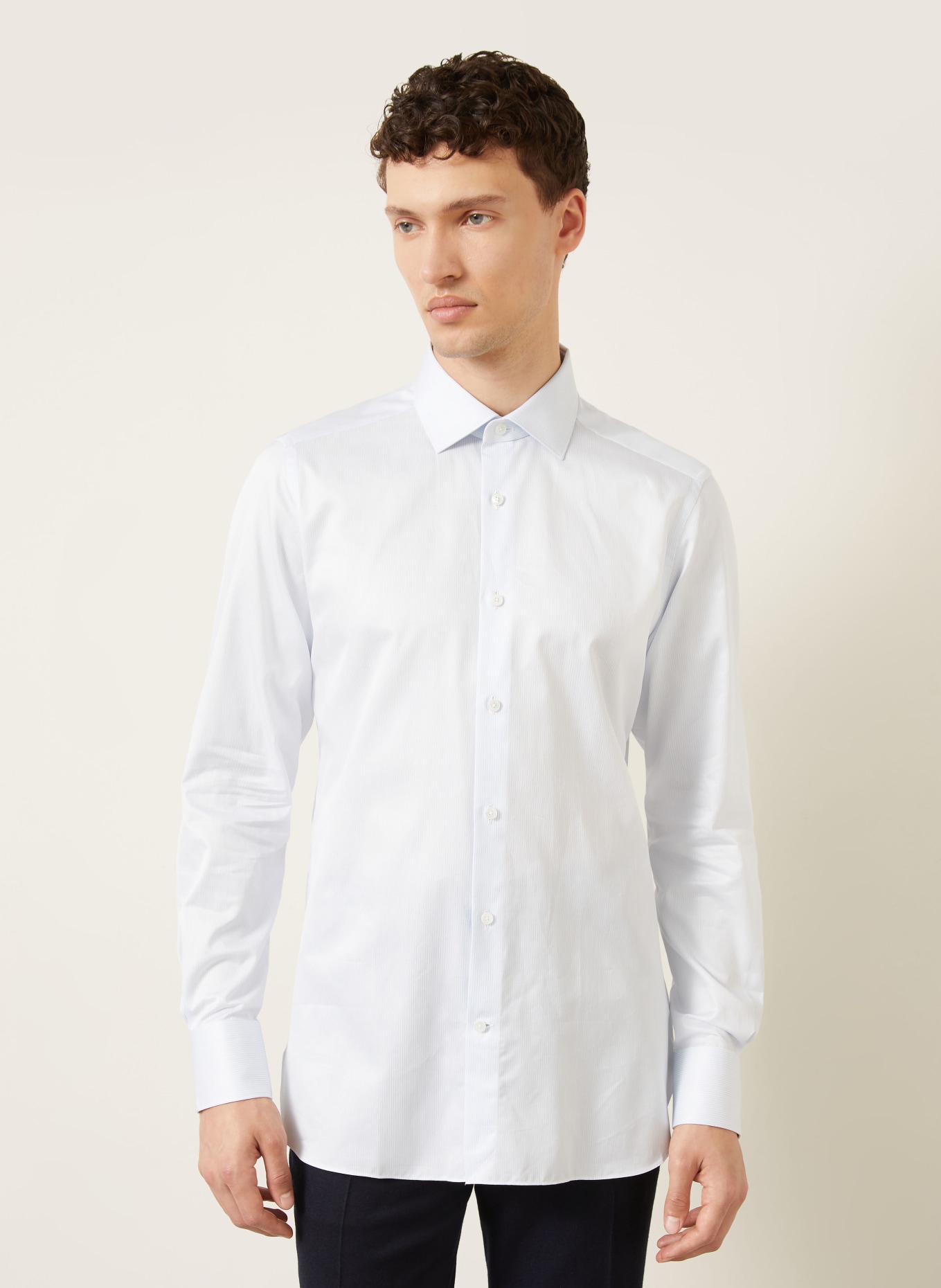 ZEGNA Skjorte i regular fit: LYSEBLÅ / HVID