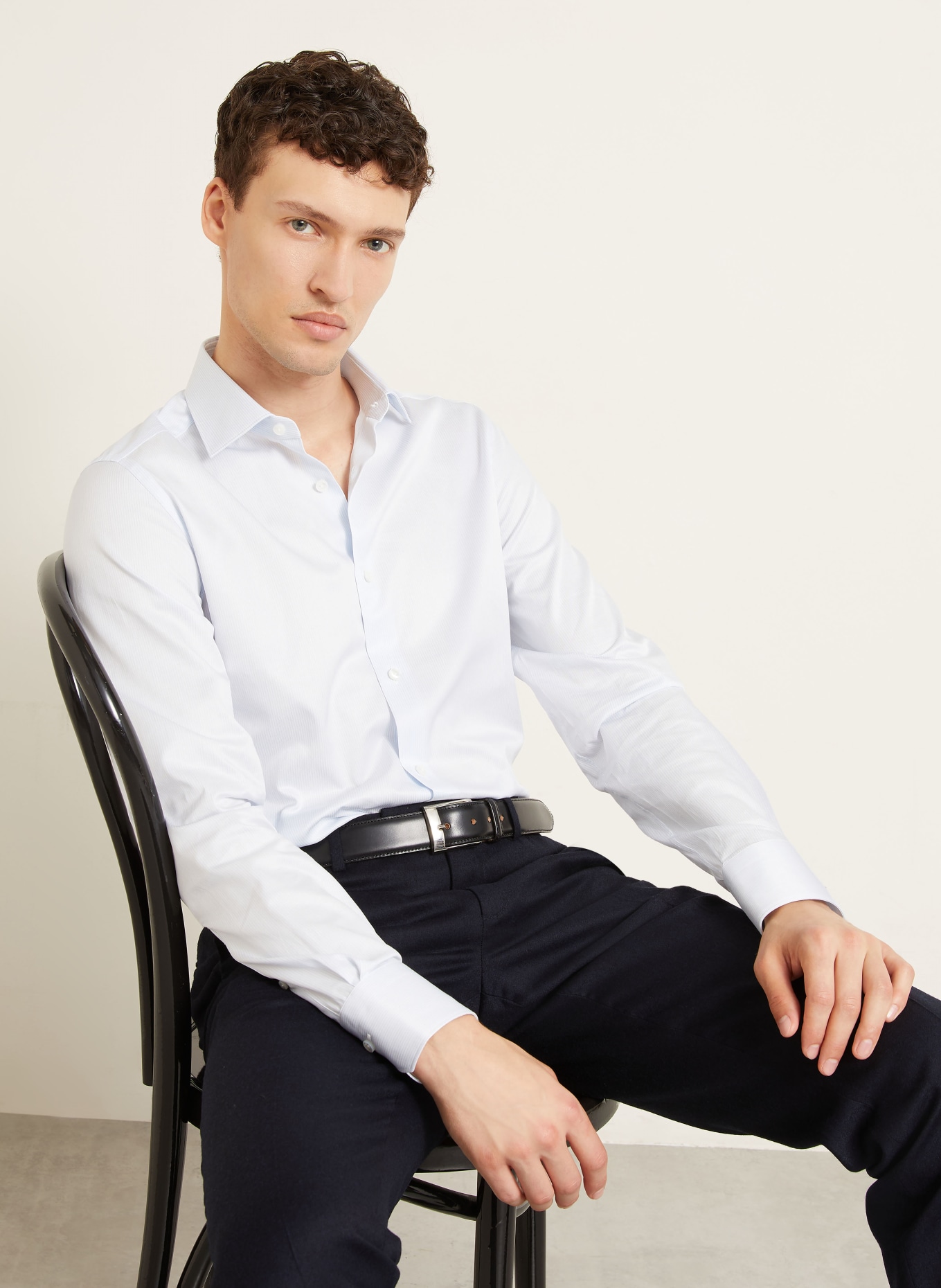 ZEGNA Skjorte i regular fit: LYSEBLÅ / HVID