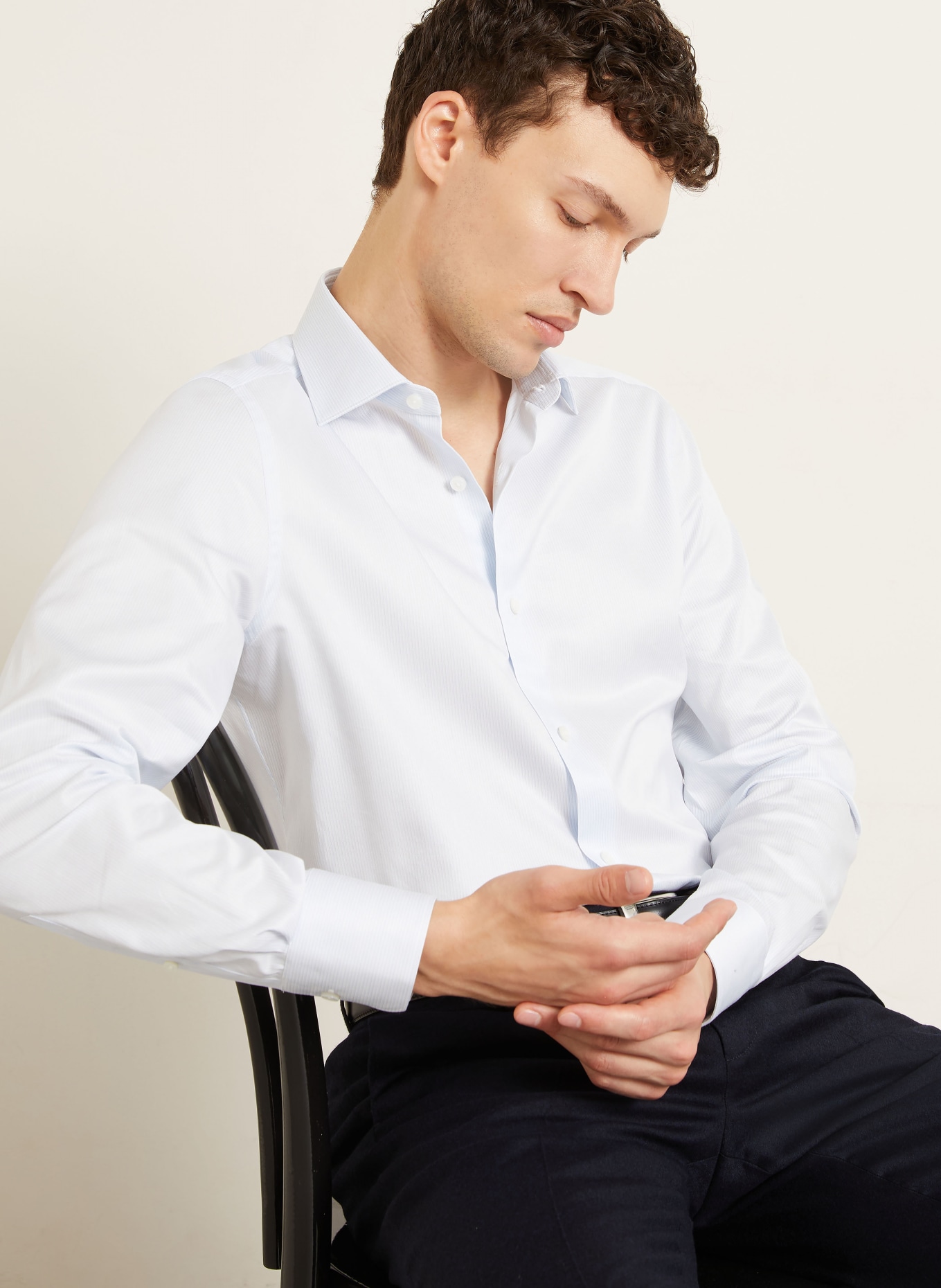ZEGNA Skjorte i regular fit: LYSEBLÅ / HVID