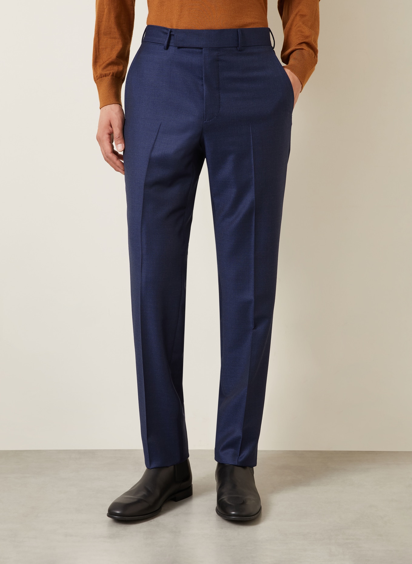 ZEGNA Byxor TROFEO Slim Fit i merinoull: MÖRKBLÅ