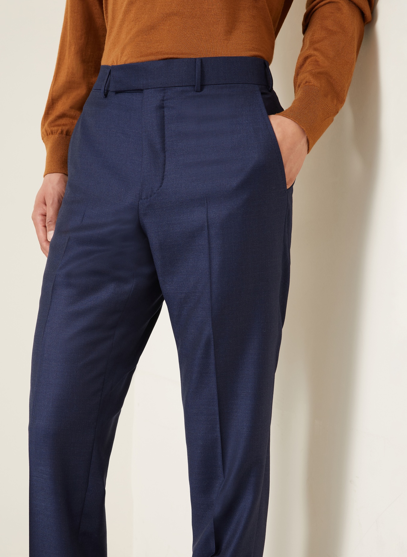 ZEGNA Byxor TROFEO Slim Fit i merinoull: MÖRKBLÅ