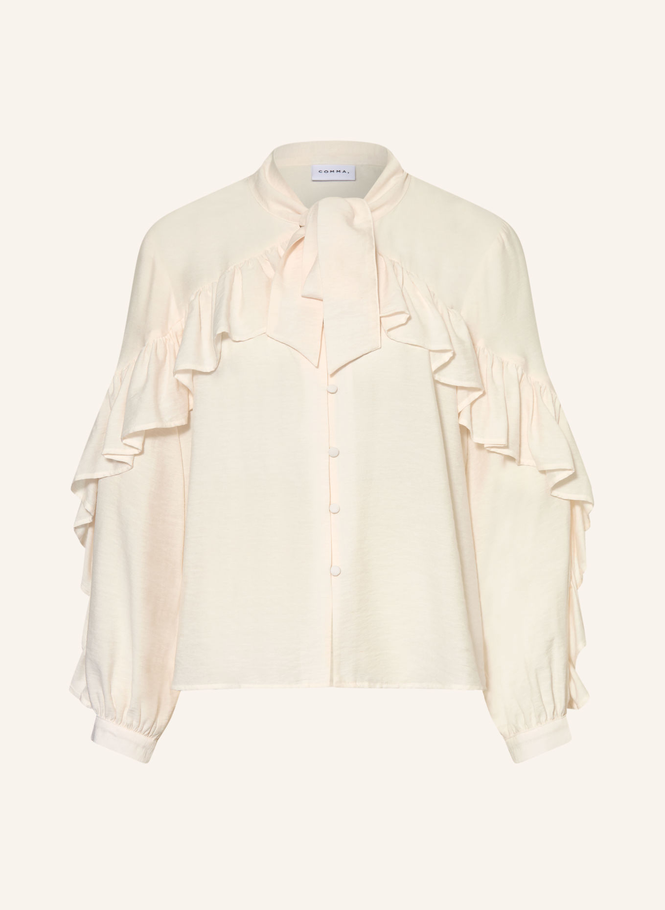 comma Schluppenbluse mit Rüschen: CREME
