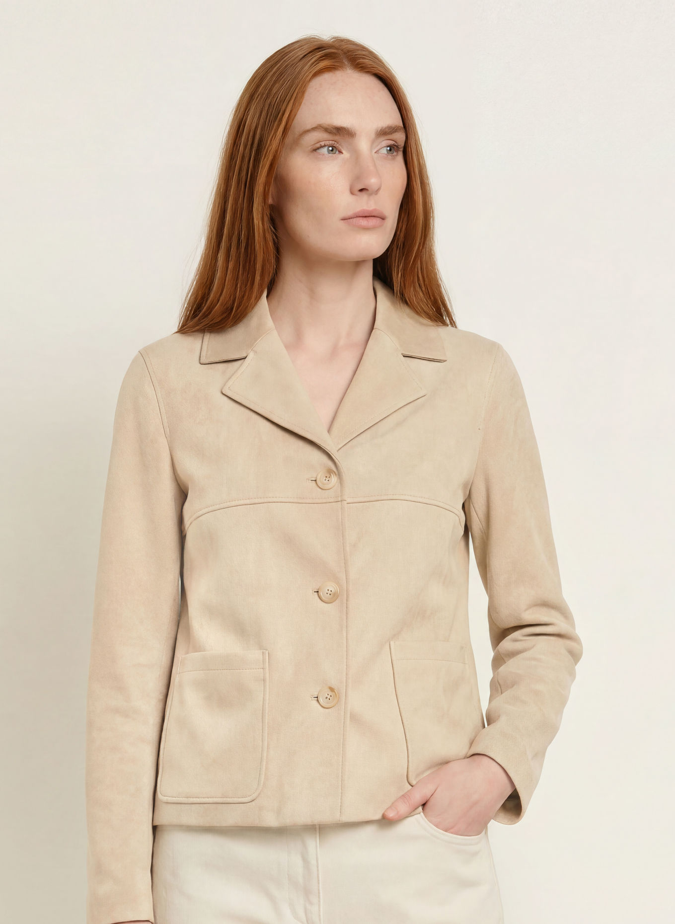 comma Jacke in Lederoptik: BEIGE
