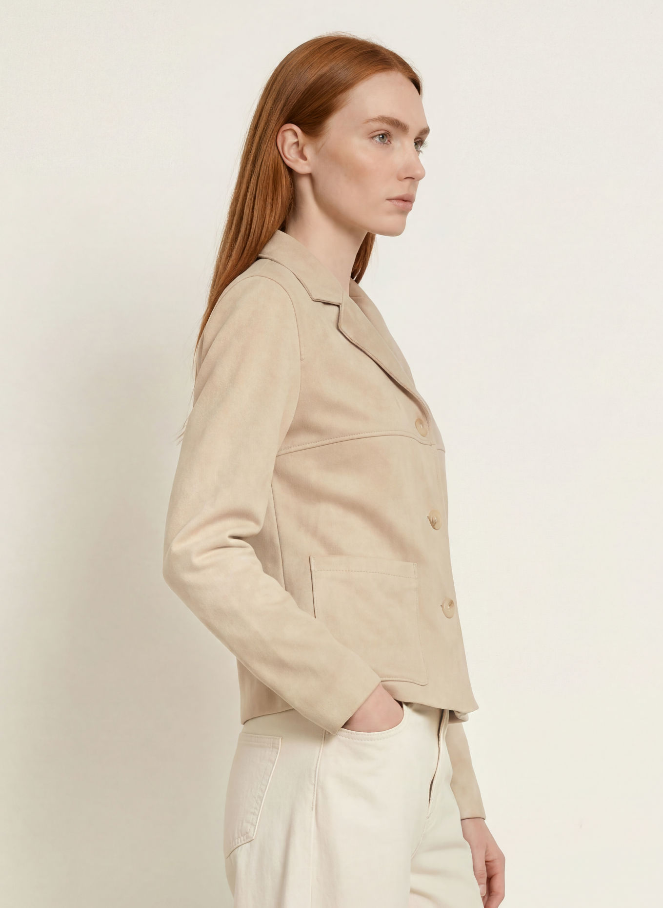 comma Jacke in Lederoptik: BEIGE