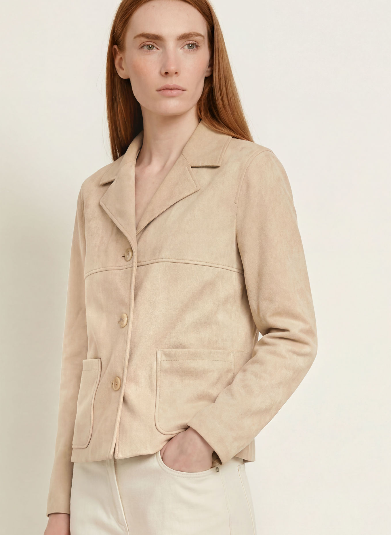 comma Jacke in Lederoptik: BEIGE
