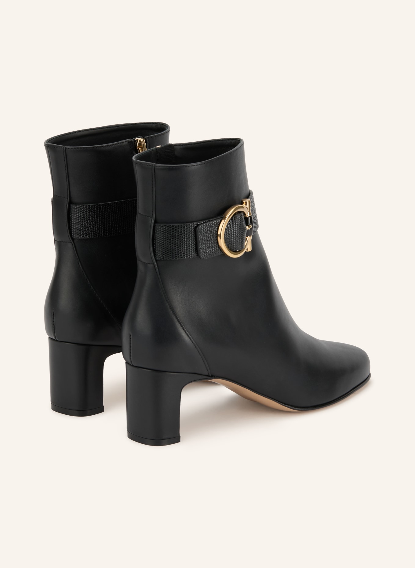 FERRAGAMO JAMIE Ankle boots: BLACK / GOLD