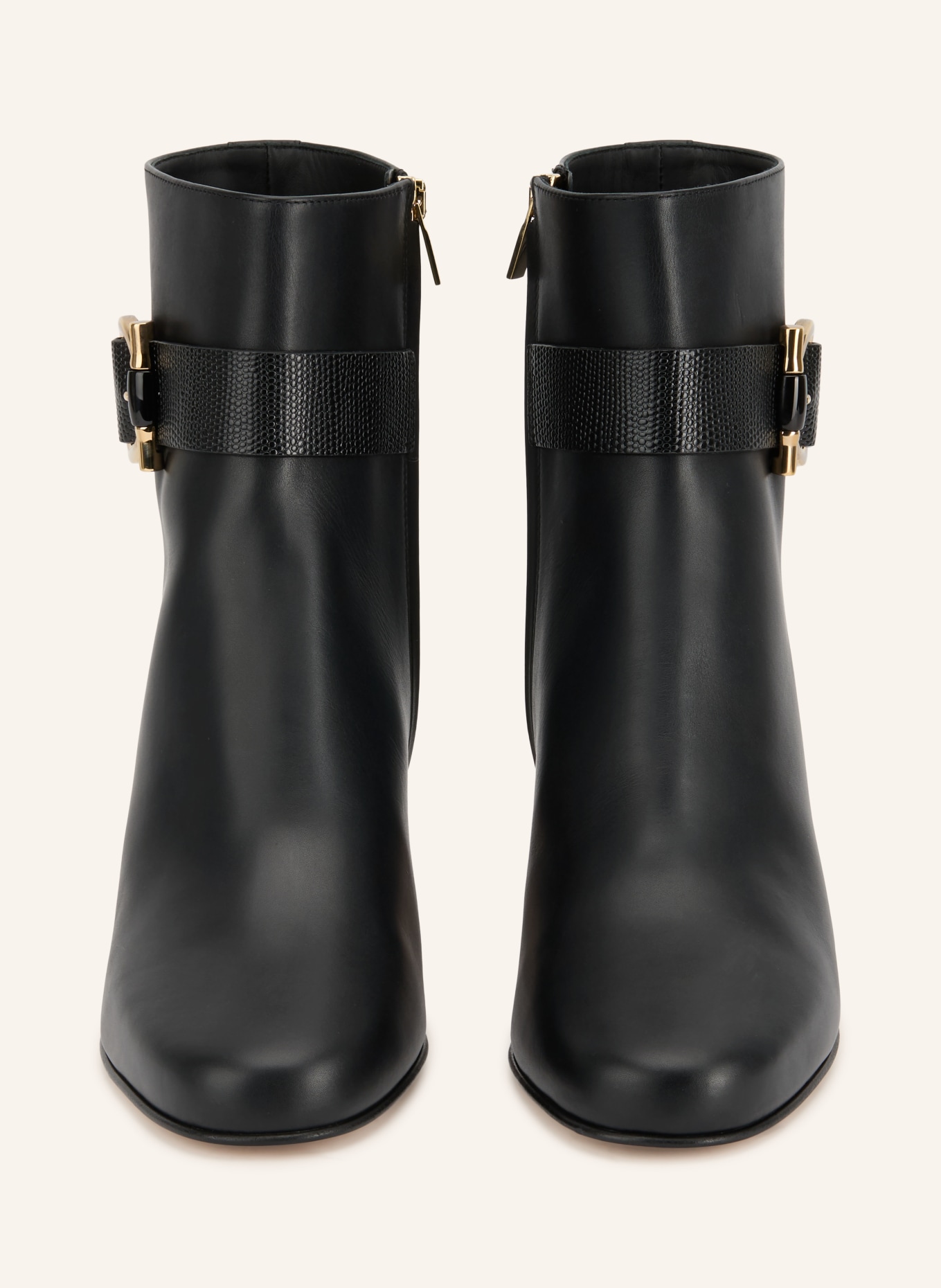 FERRAGAMO JAMIE Ankle boots: BLACK / GOLD
