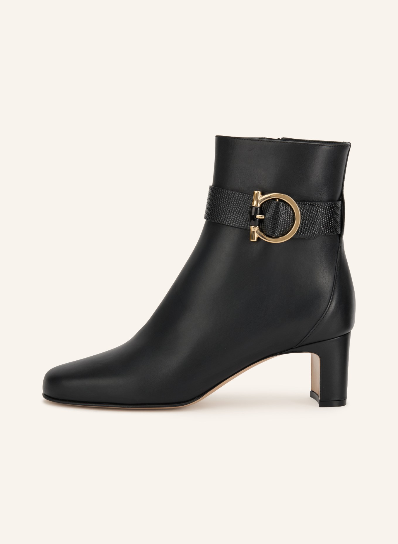 FERRAGAMO JAMIE Ankle boots: BLACK / GOLD