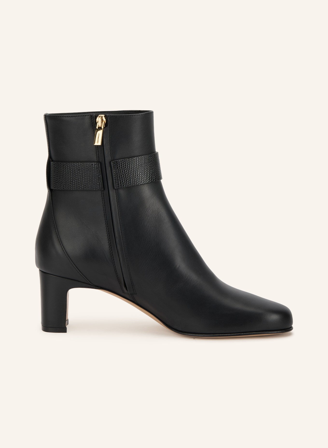 FERRAGAMO JAMIE Ankle boots: BLACK / GOLD