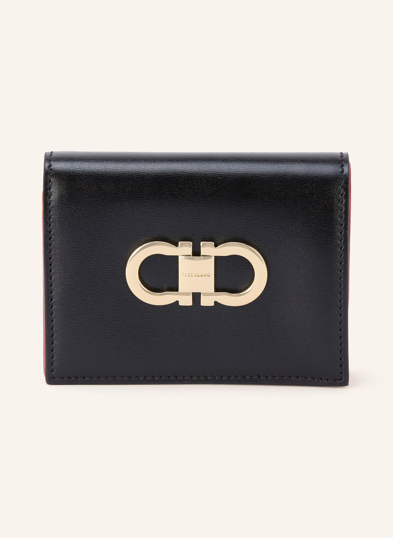 FERRAGAMO Portemonnee: ZWART / GOUD