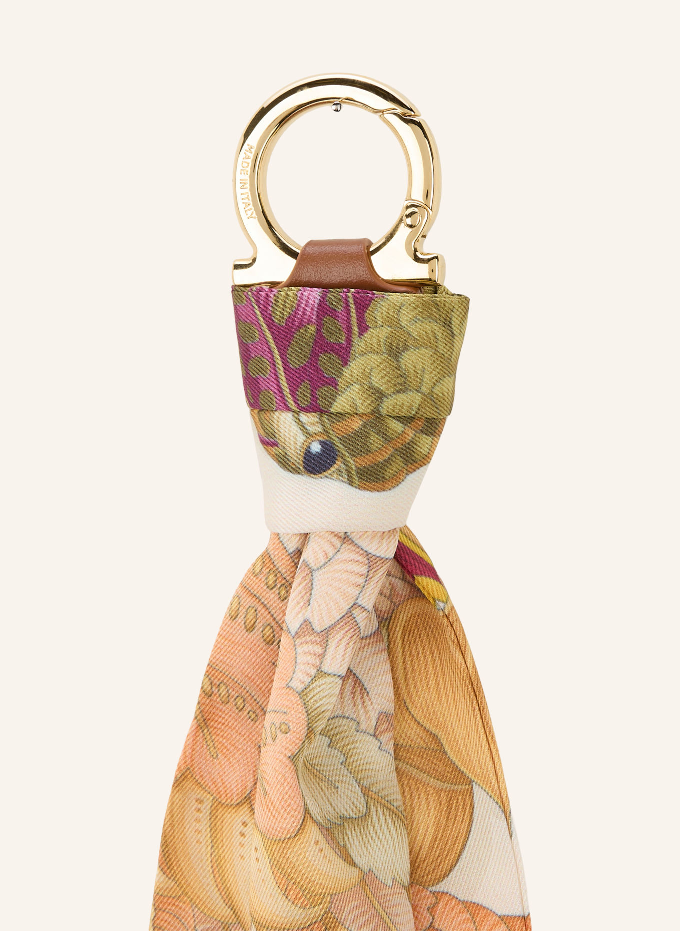 FERRAGAMO Taschenanhänger: CREME / ORANGE / HELLGRÜN