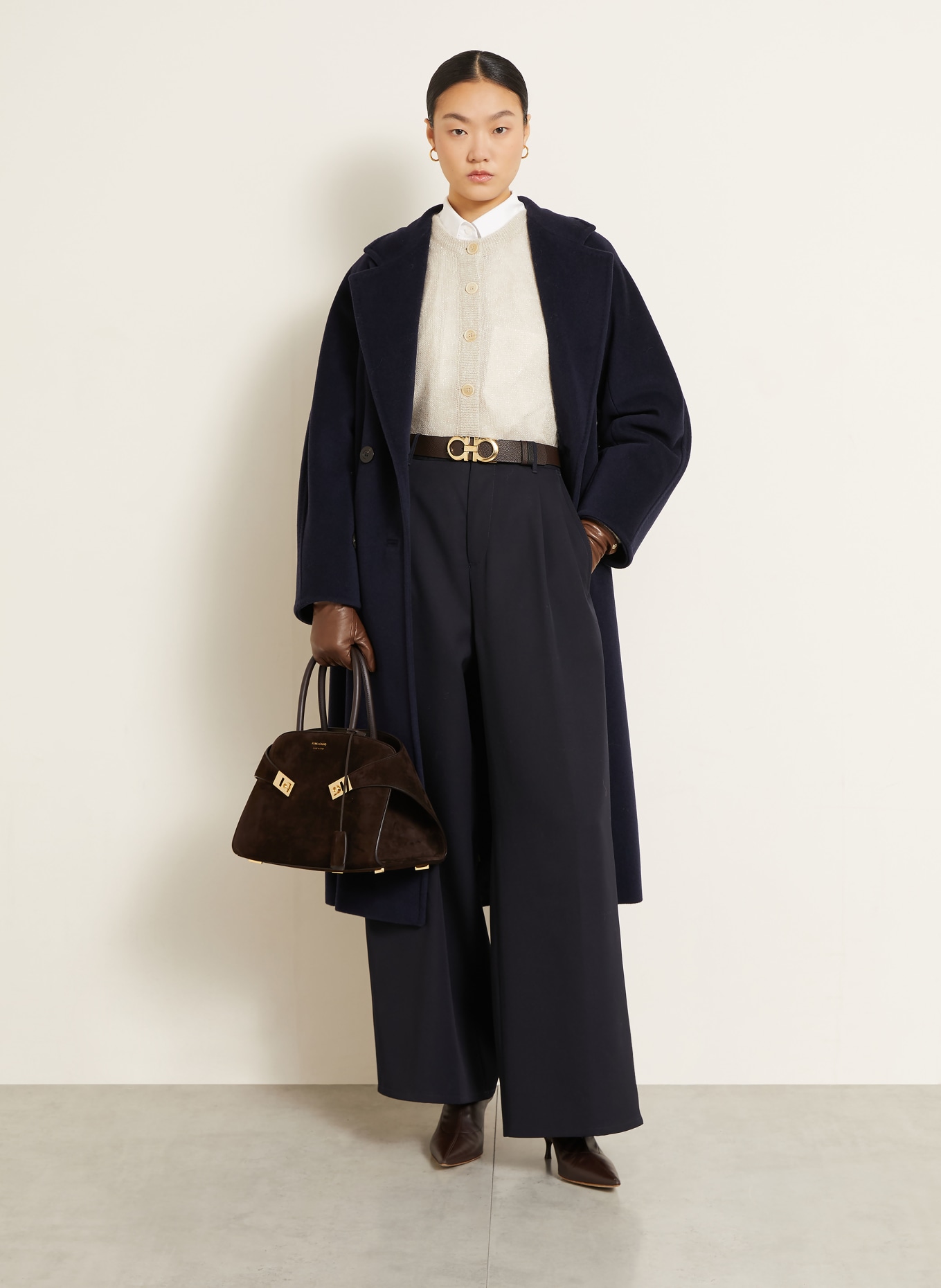 FERRAGAMO HUG Shoulder Bag: DARK BROWN / GOLD