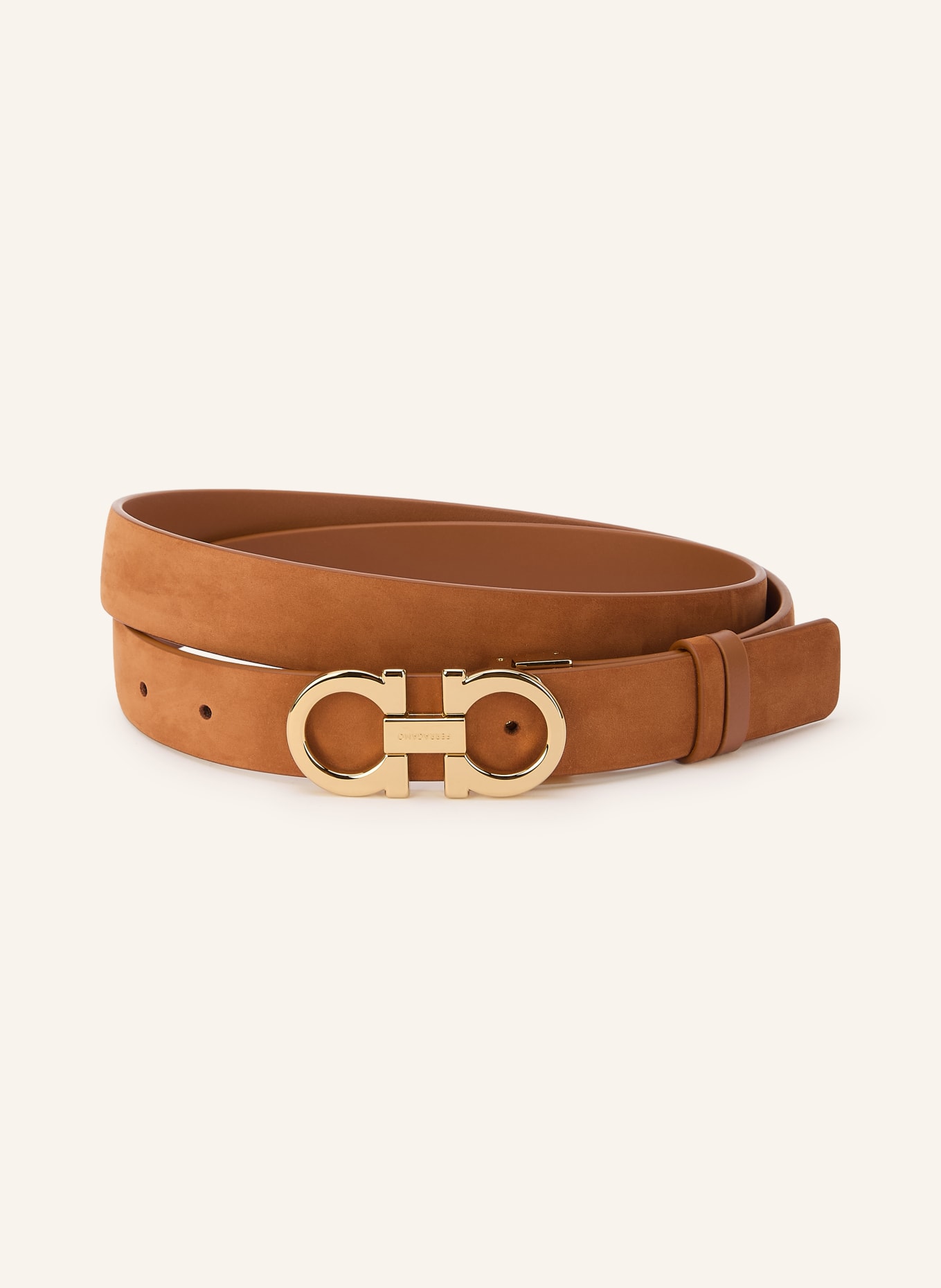 FERRAGAMO Leather belt: COGNAC / GOLD