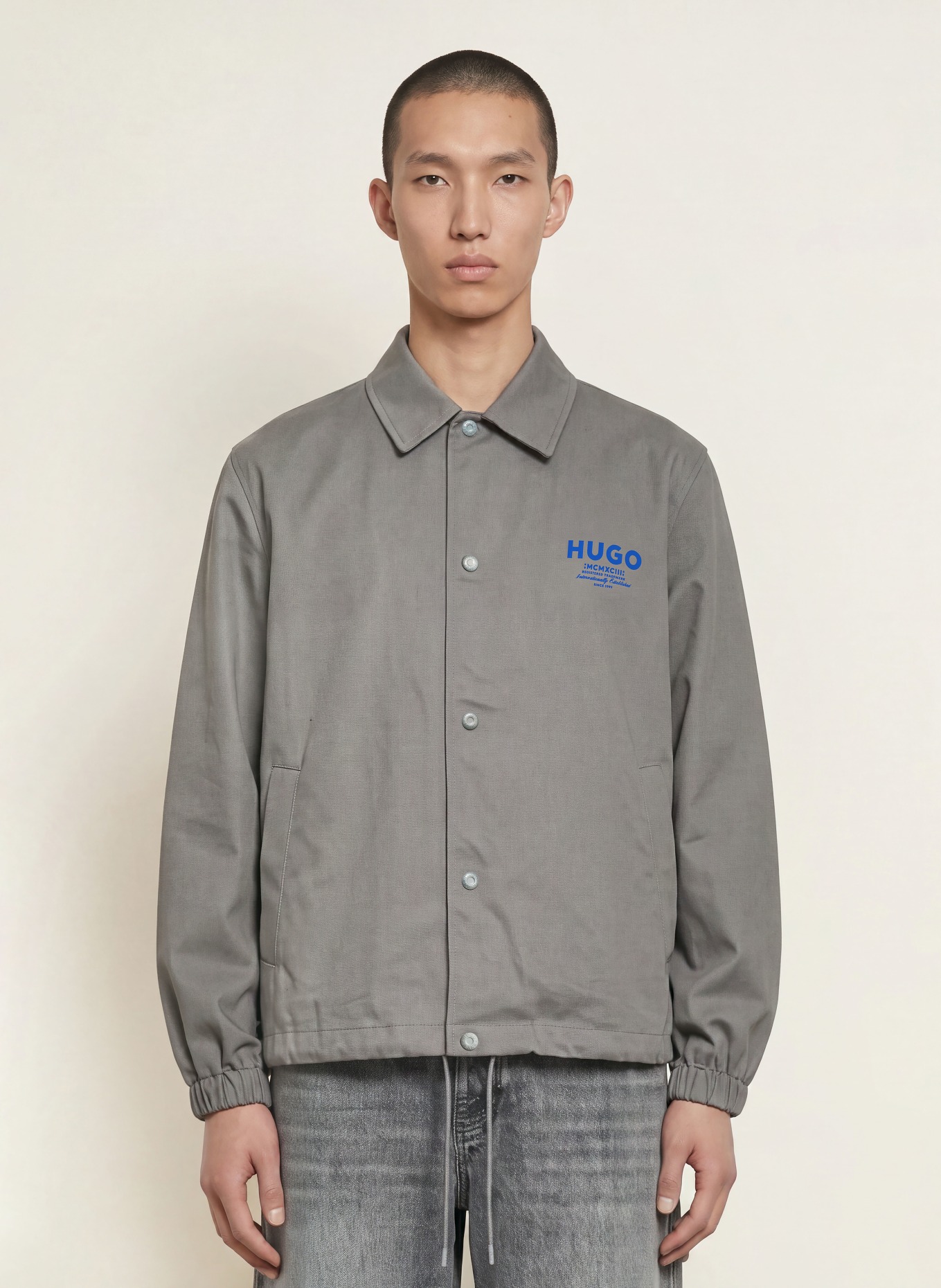 HUGO Surchemise BIYO: GRIS / BLEU