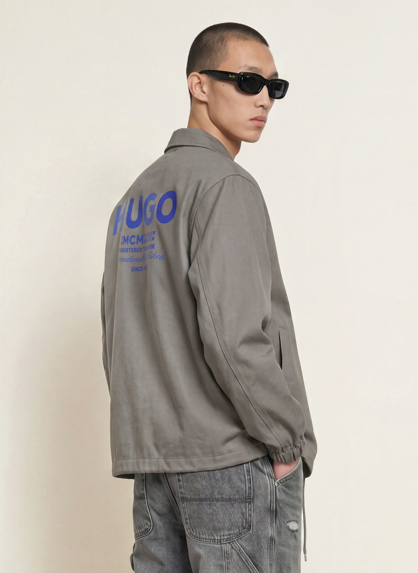 HUGO Surchemise BIYO: GRIS / BLEU
