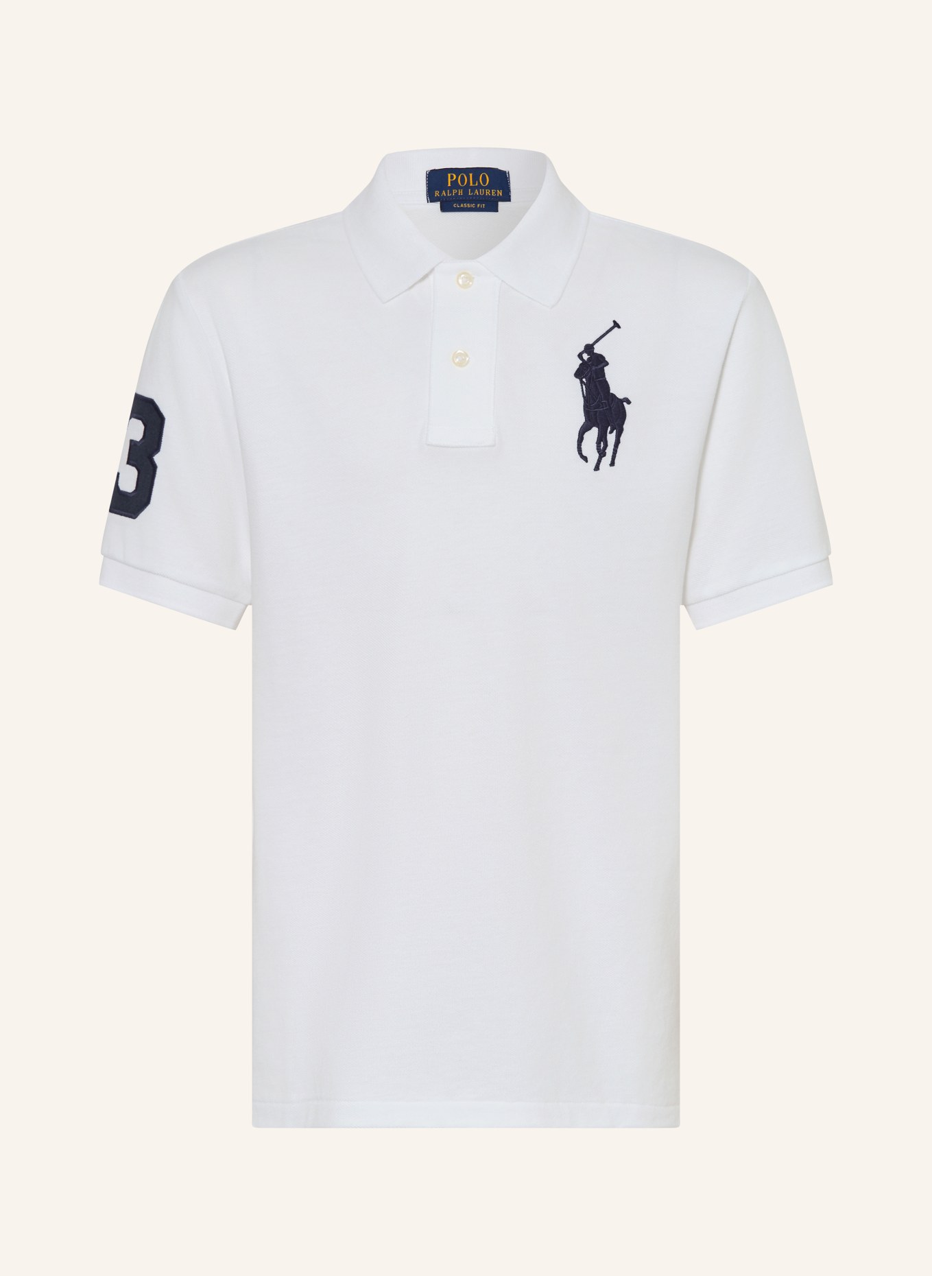 POLO RALPH LAUREN Piqué-Poloshirt: WEISS / DUNKELBLAU