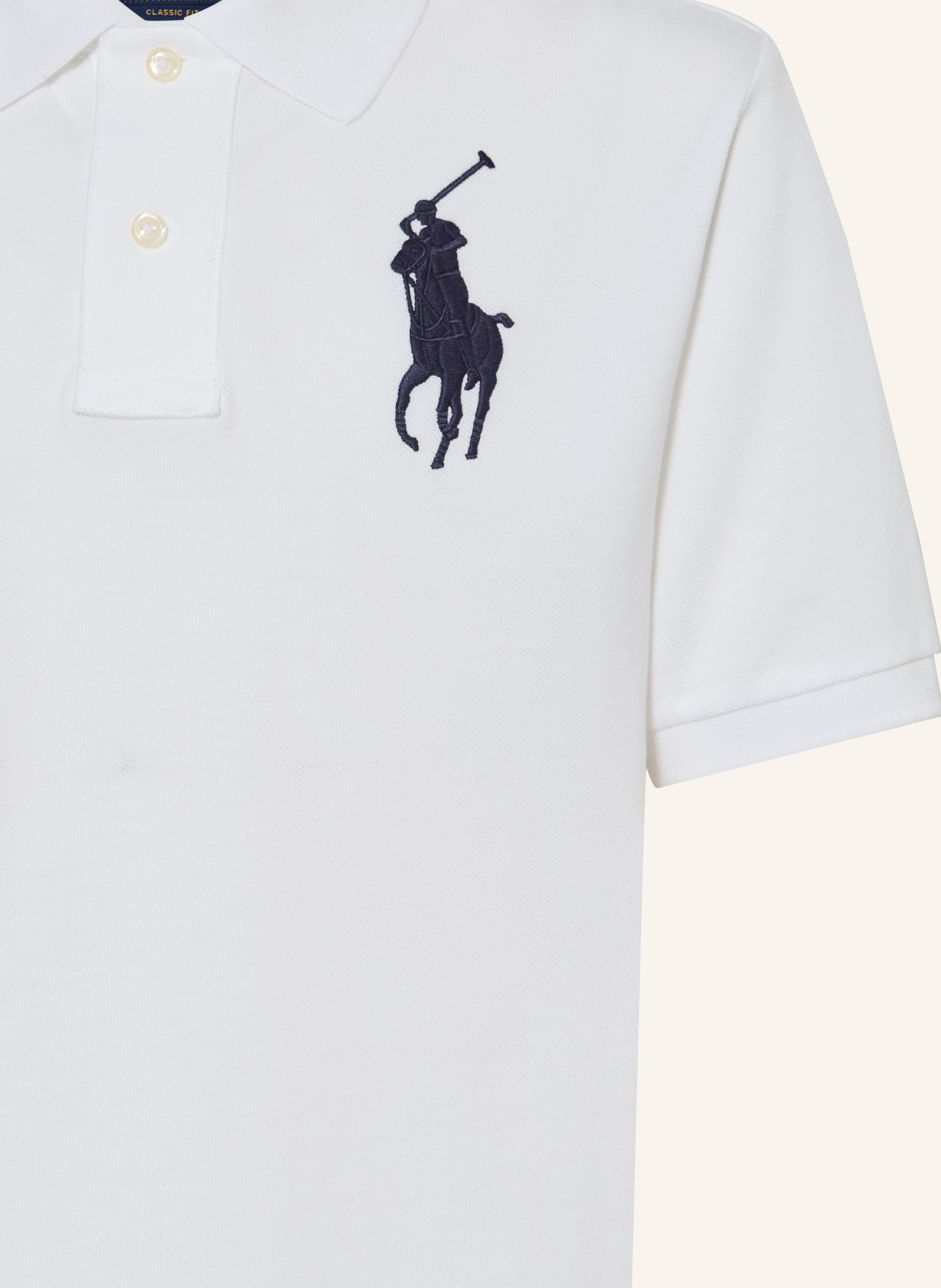 POLO RALPH LAUREN Piqué-Poloshirt: WEISS / DUNKELBLAU