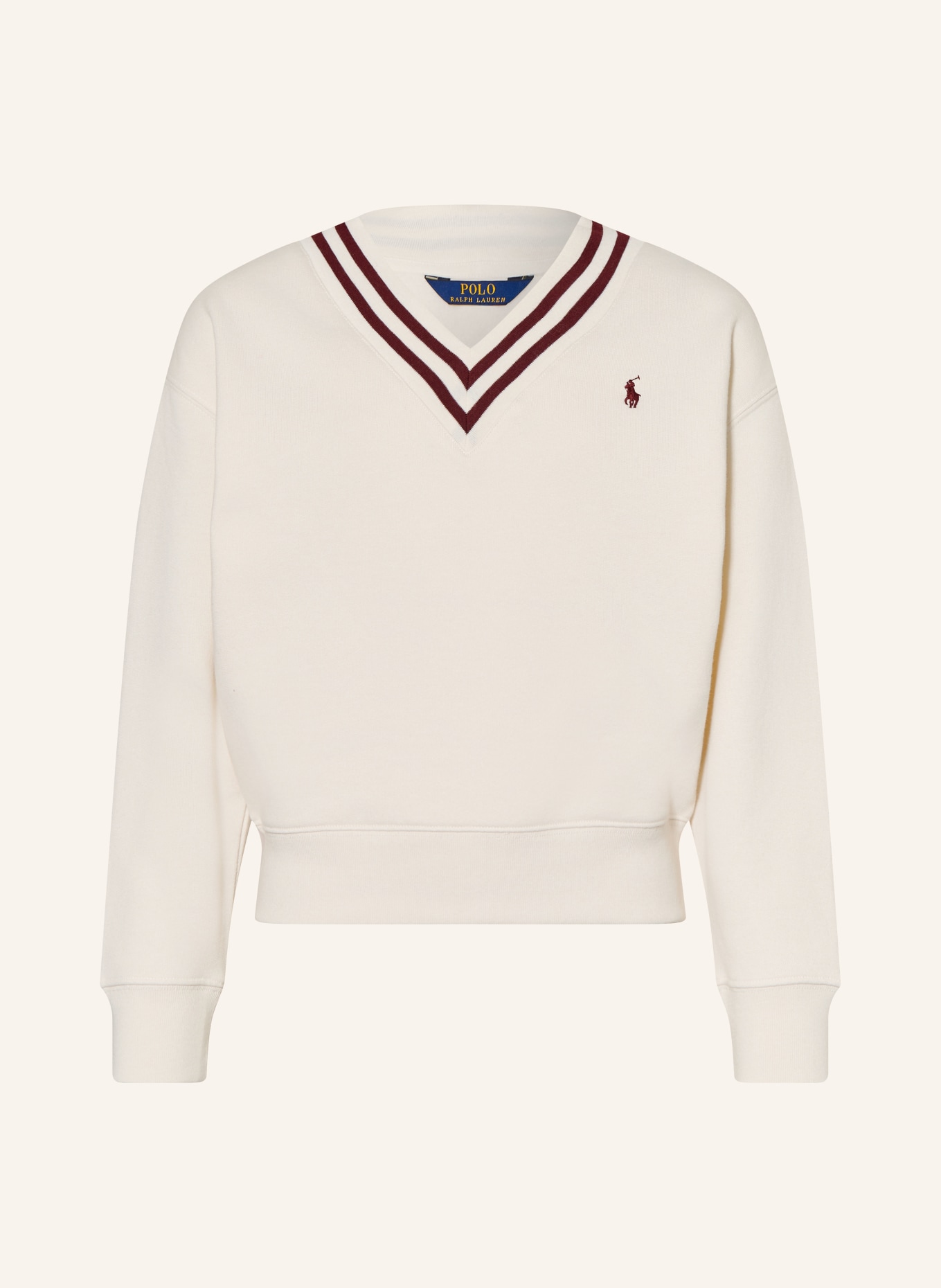 POLO RALPH LAUREN Pullover: ECRU / DUNKELBRAUN