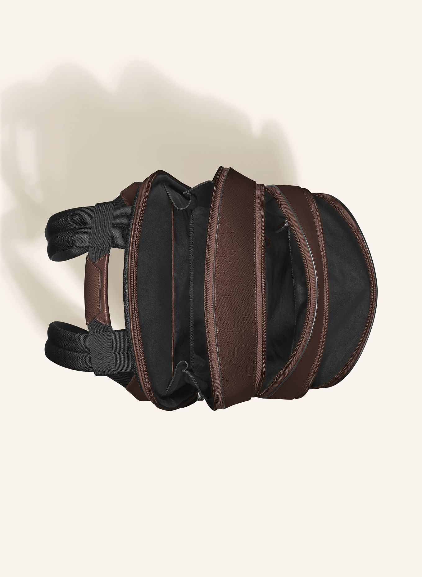 MONTBLANC COMPANION MEDIUM Saffiano Backpack with laptop compartment: DARK BROWN / SILVER