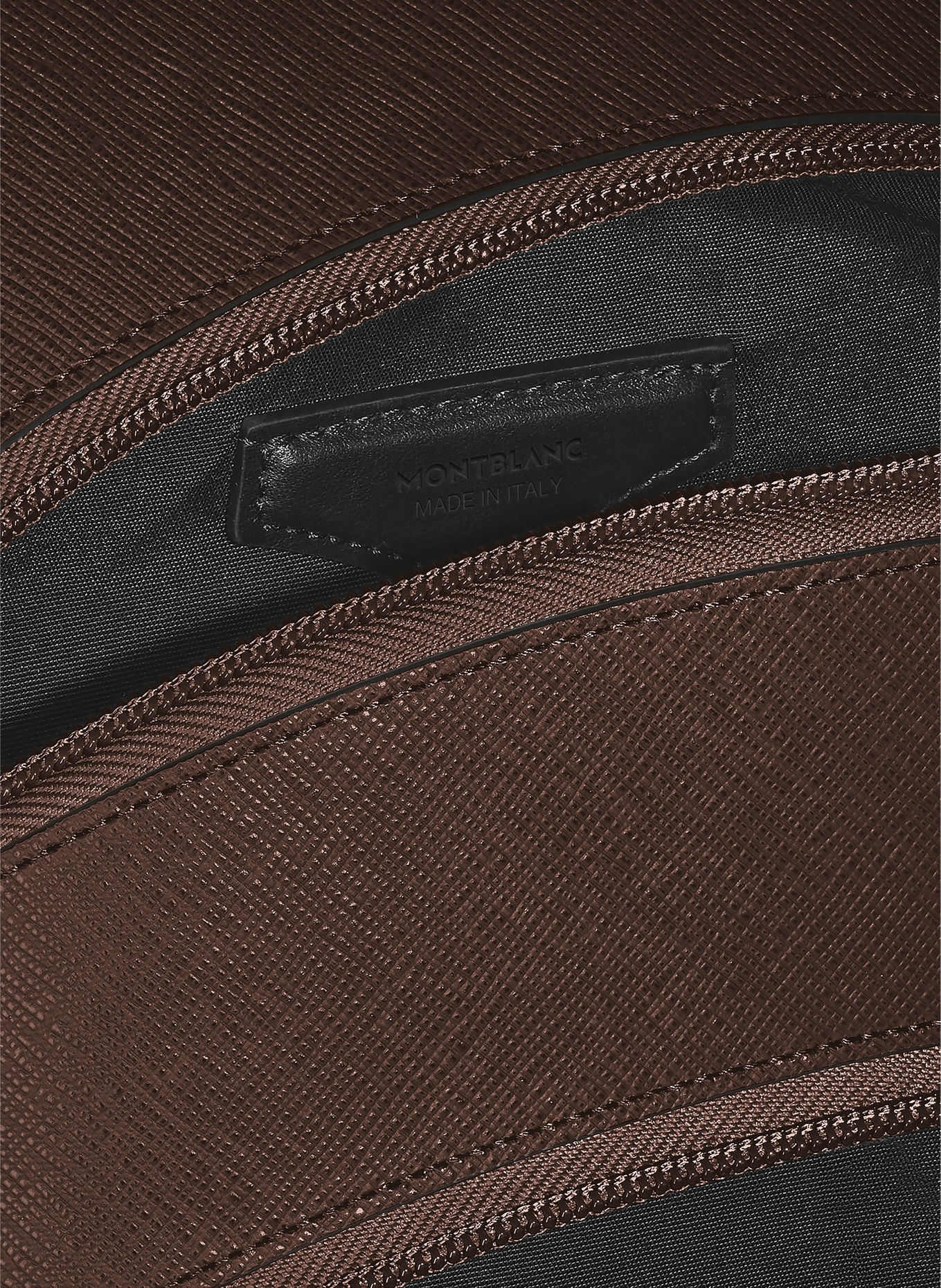 MONTBLANC COMPANION MEDIUM Saffiano Backpack with laptop compartment: DARK BROWN / SILVER