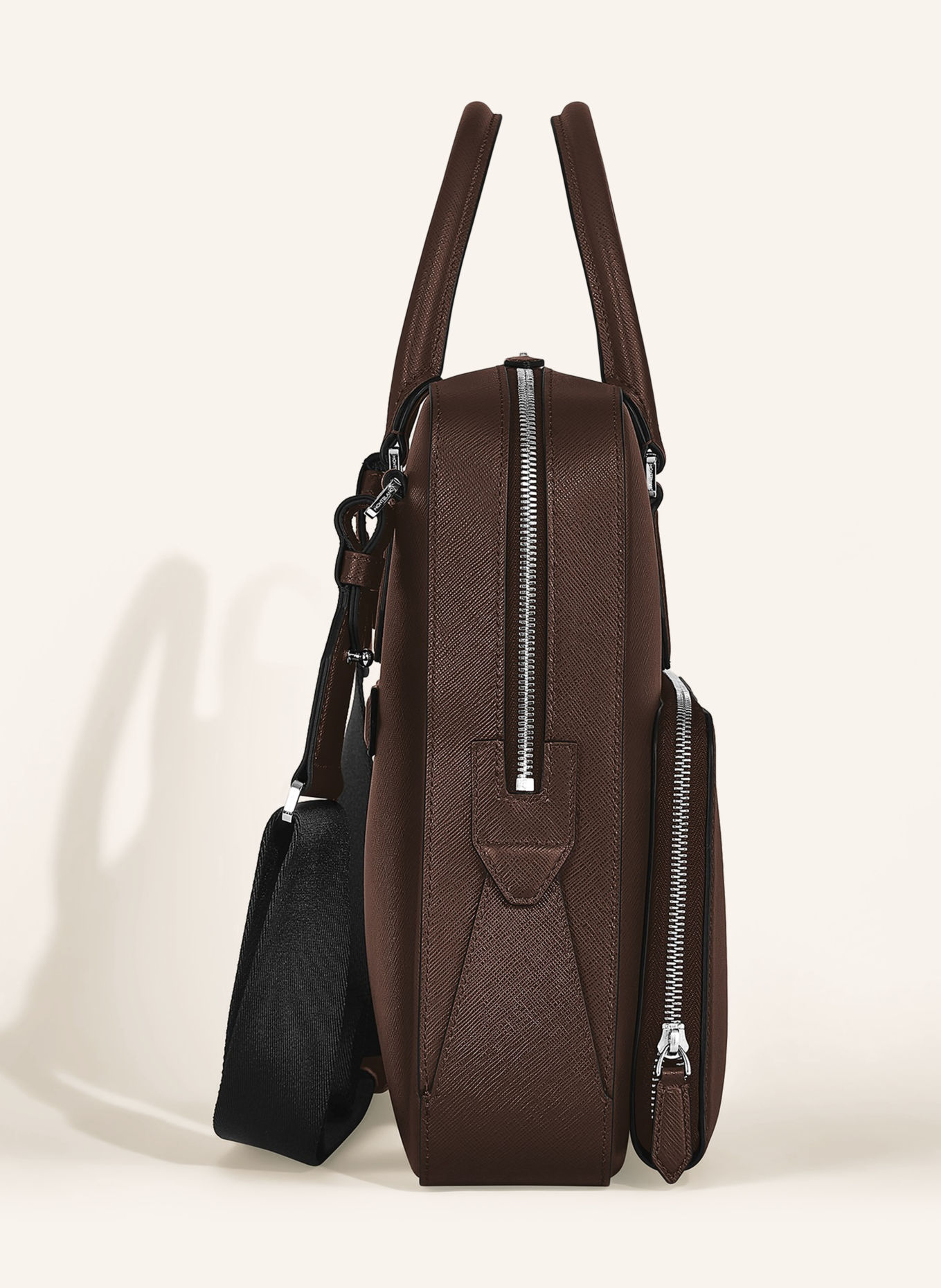 MONTBLANC Torba na laptopa SARTORIAL: CIEMNOBRĄZOWY / SREBRNY