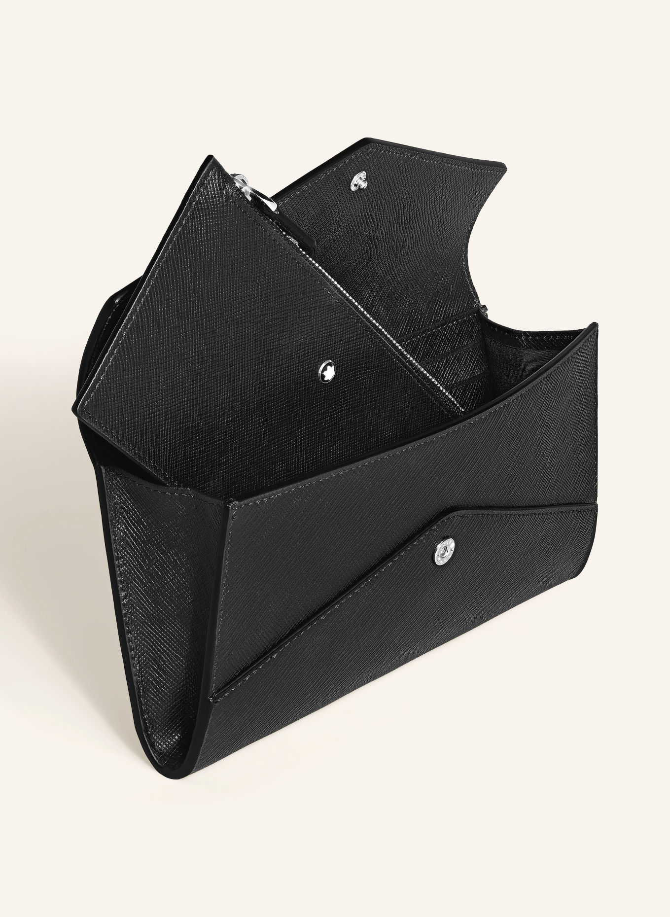 MONTBLANC Saffiano-Portemonnee SARTORIAL met Pouch: ZWART