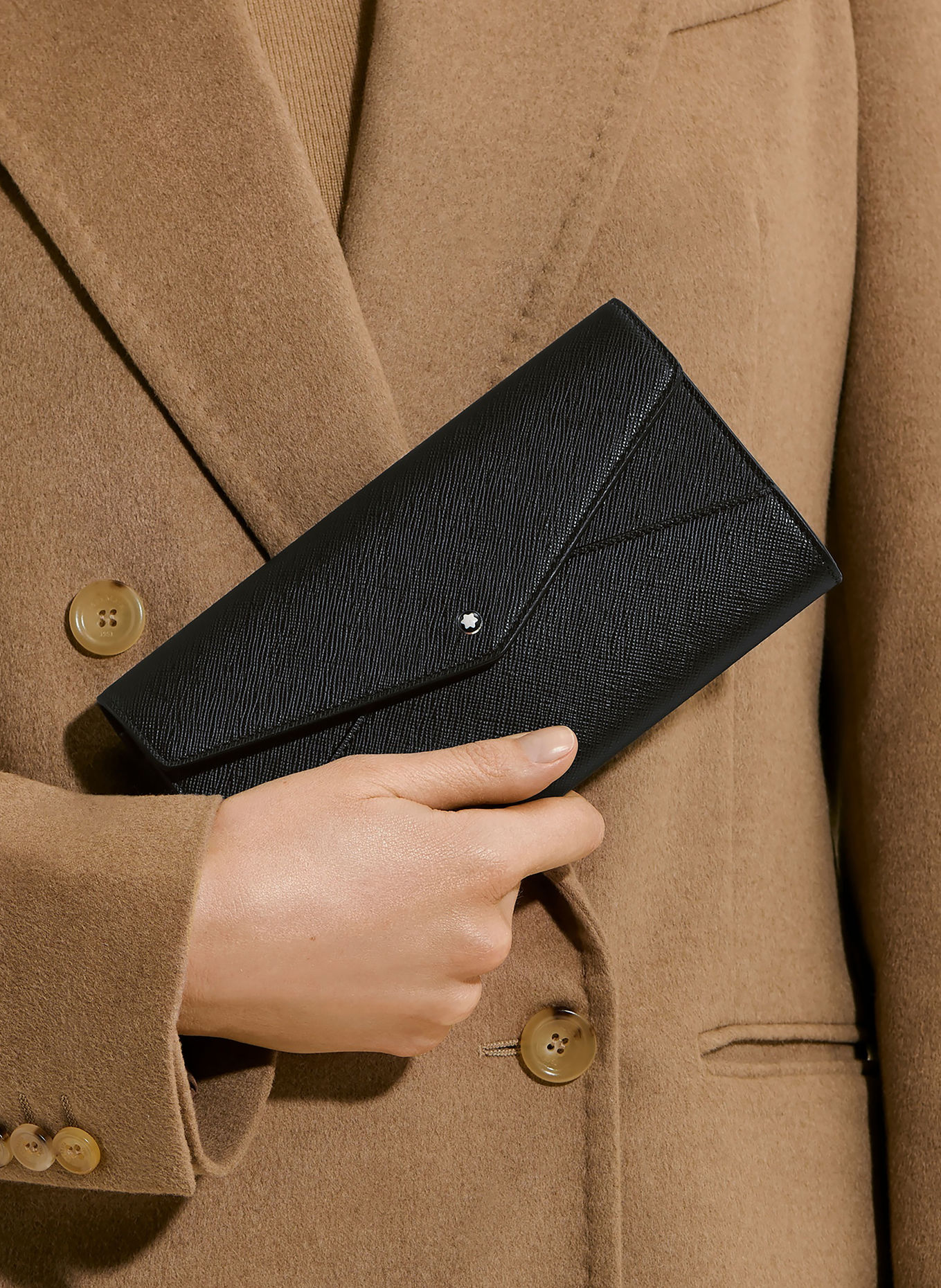 MONTBLANC Saffiano-Portemonnee SARTORIAL met Pouch: ZWART