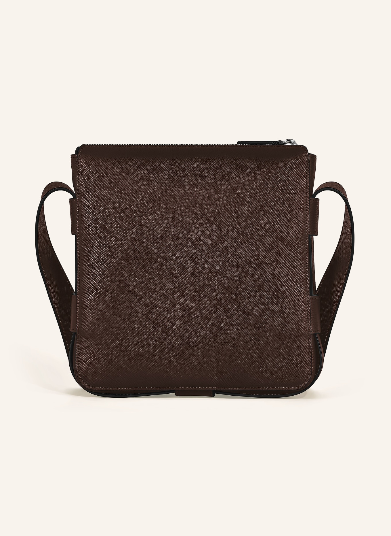MONTBLANC Saffiano-schoudertas SARTORIAL: MARRON FONCÉ / ZILVER