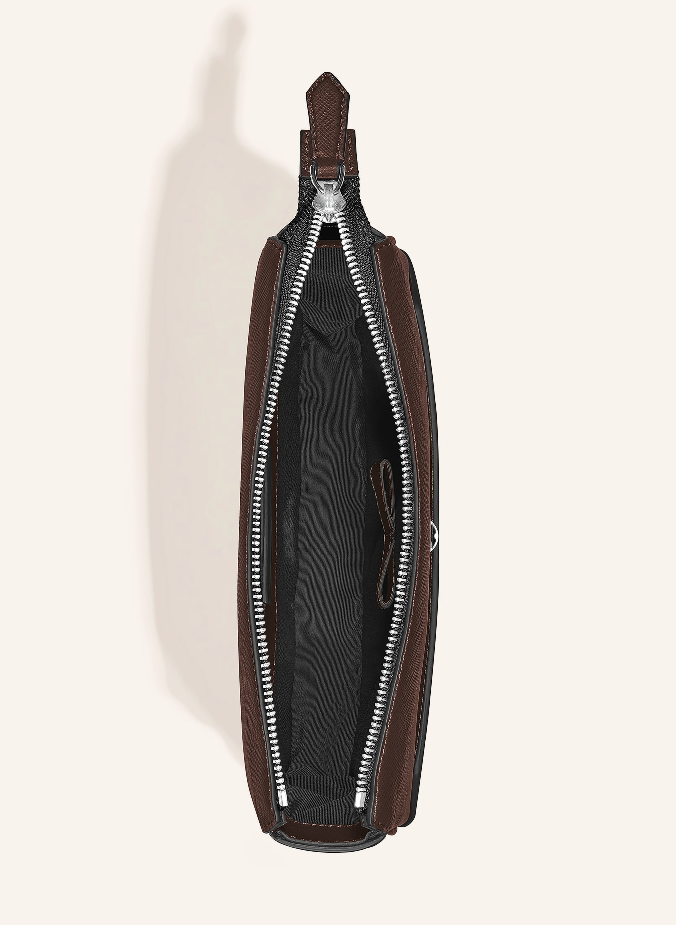 MONTBLANC Saffiano-schoudertas SARTORIAL: MARRON FONCÉ / ZILVER