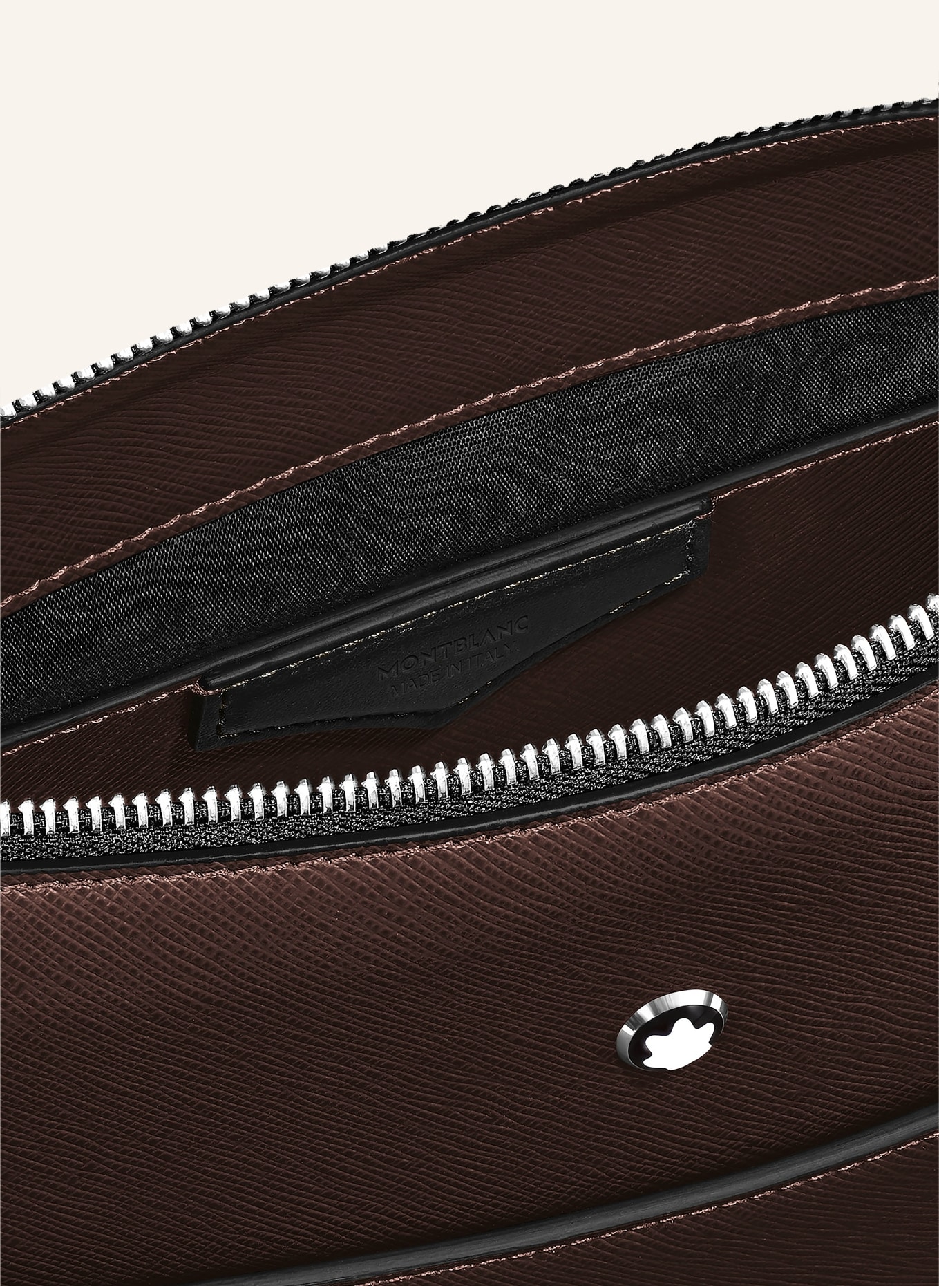 MONTBLANC Saffiano-schoudertas SARTORIAL: MARRON FONCÉ / ZILVER