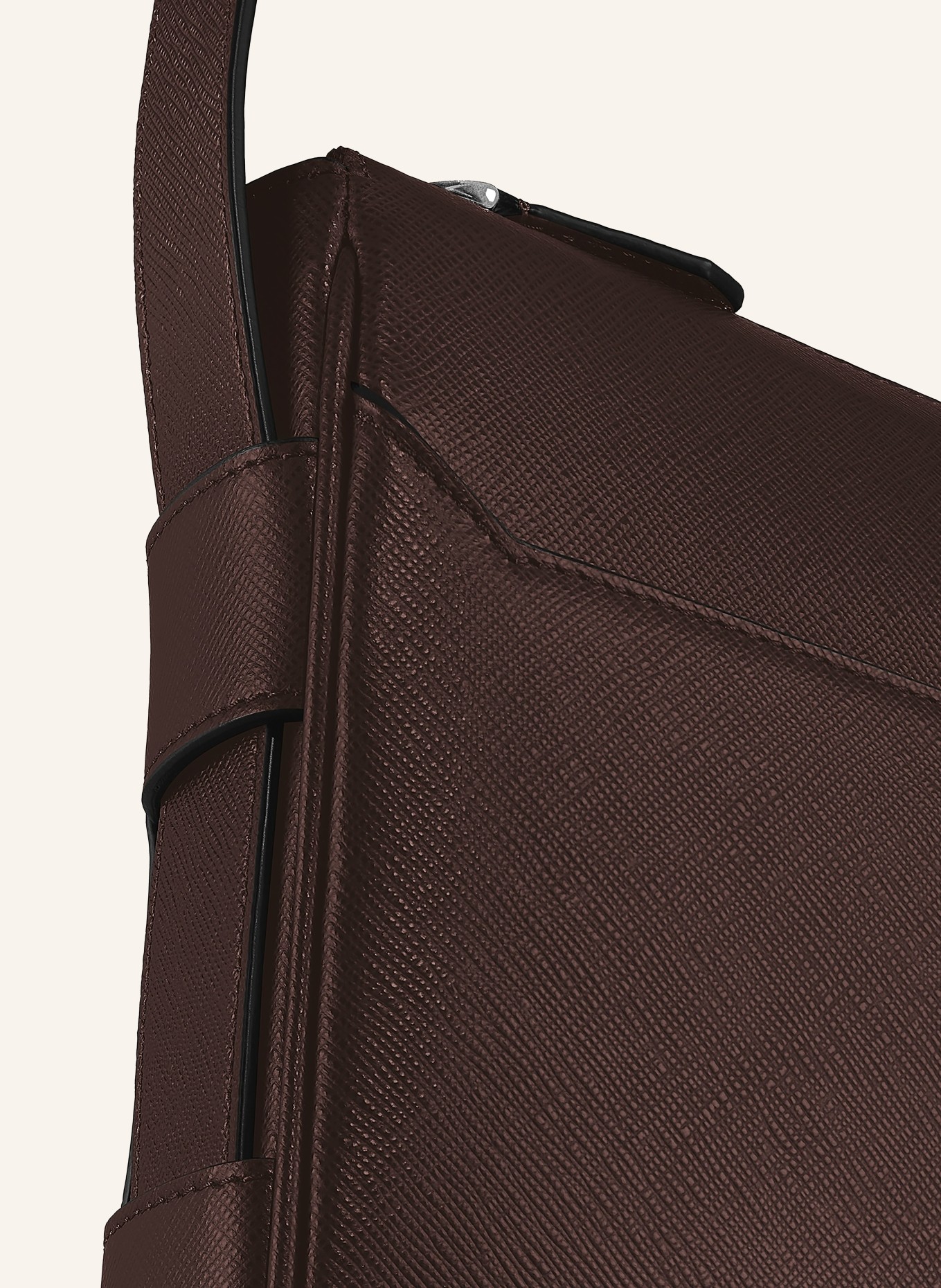 MONTBLANC Saffiano-schoudertas SARTORIAL: MARRON FONCÉ / ZILVER