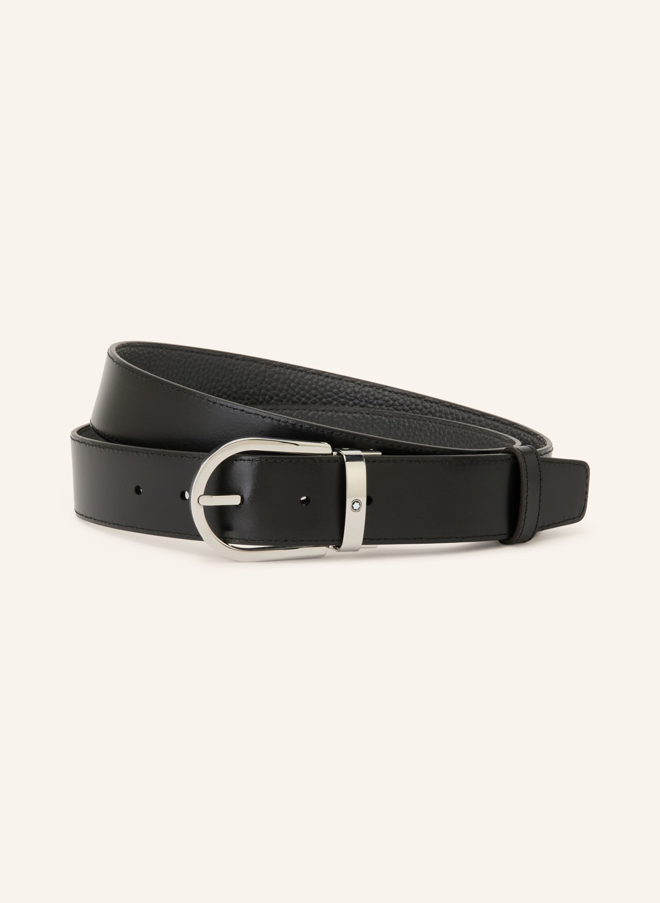 MONTBLANC Leren riem: DONKERGRIJS / ZILVER