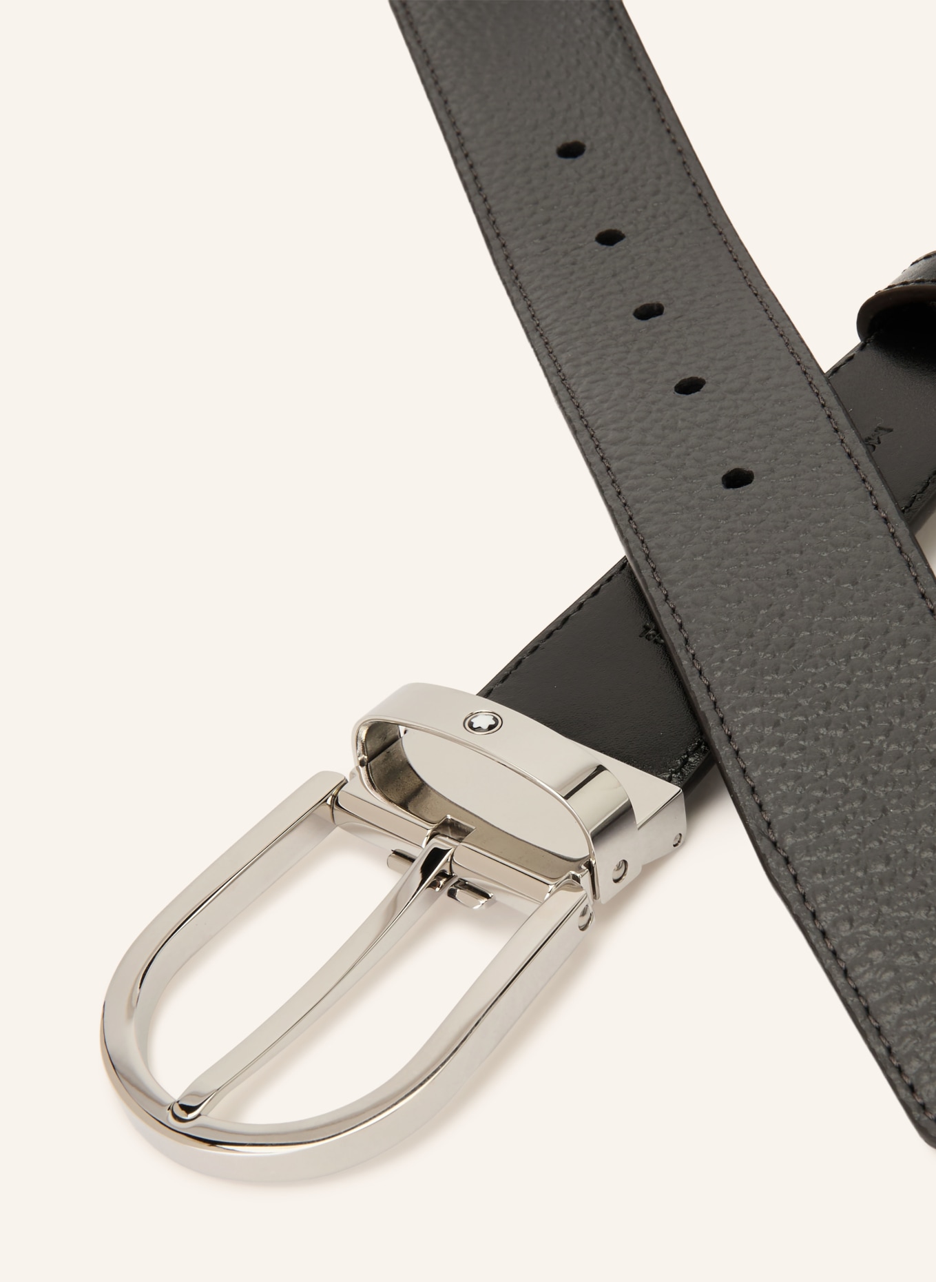 MONTBLANC Leren riem: DONKERGRIJS / ZILVER